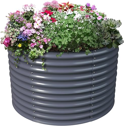 OLLE Cama de jardín elevada de metal de 32 pulgadas de alto, camas de jardín al aire libre para verduras, kit de jardín trasero, caja de maceta