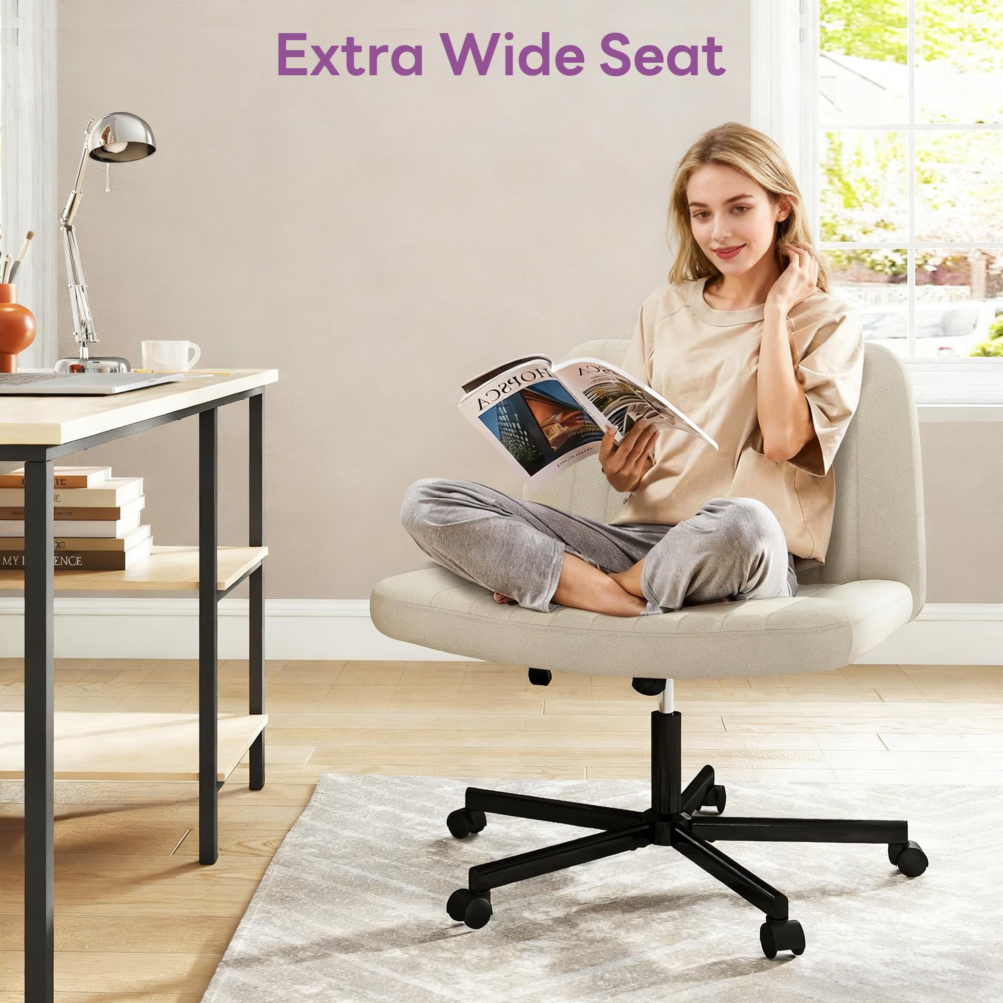 Amazon.com: Murago Criss Cross Chair, Extra Wide Armless Rolling