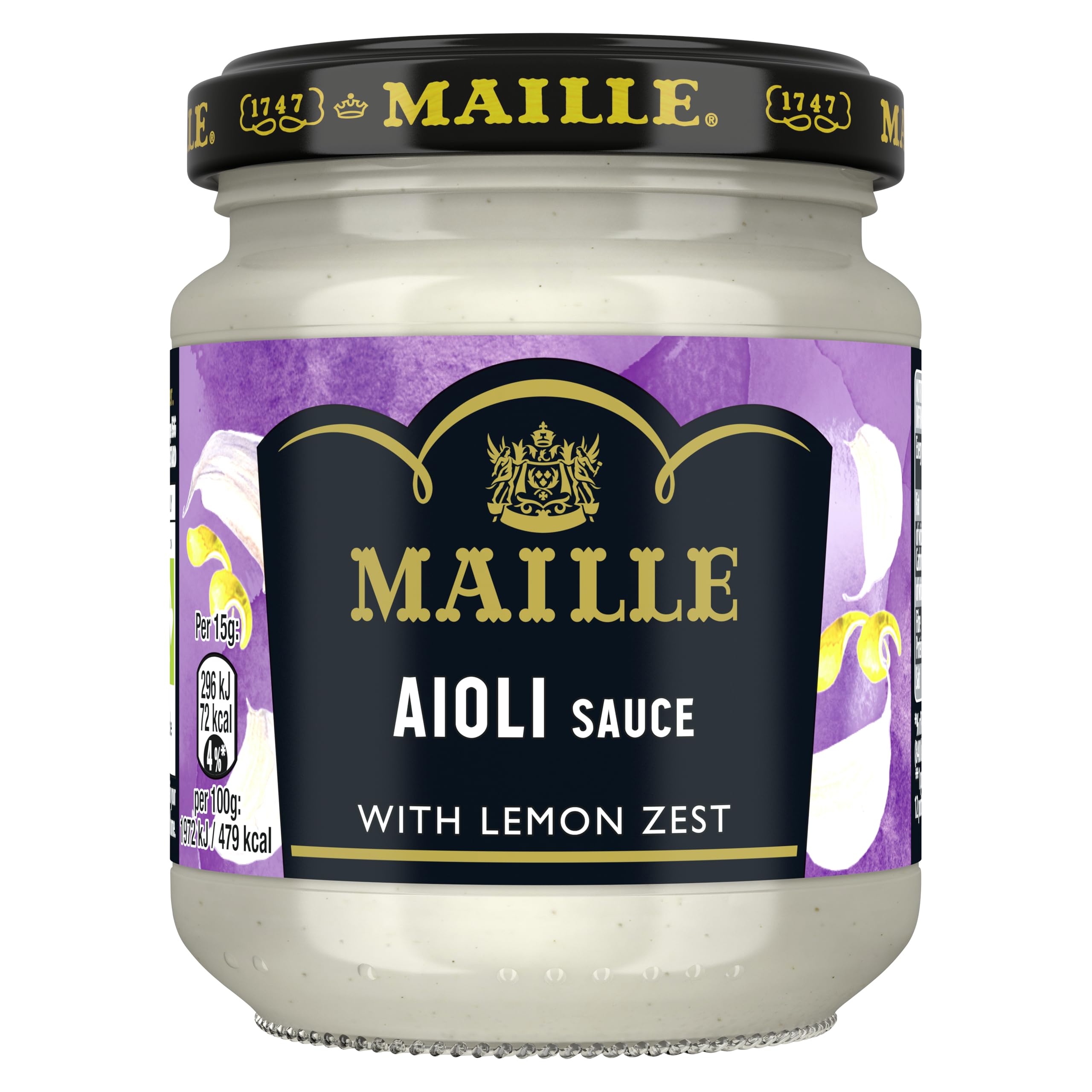 Maille Aioli Sauce garlic sauce with lemon zest and black pepper perfect with steak, chicken, fish and vegetables 185 g