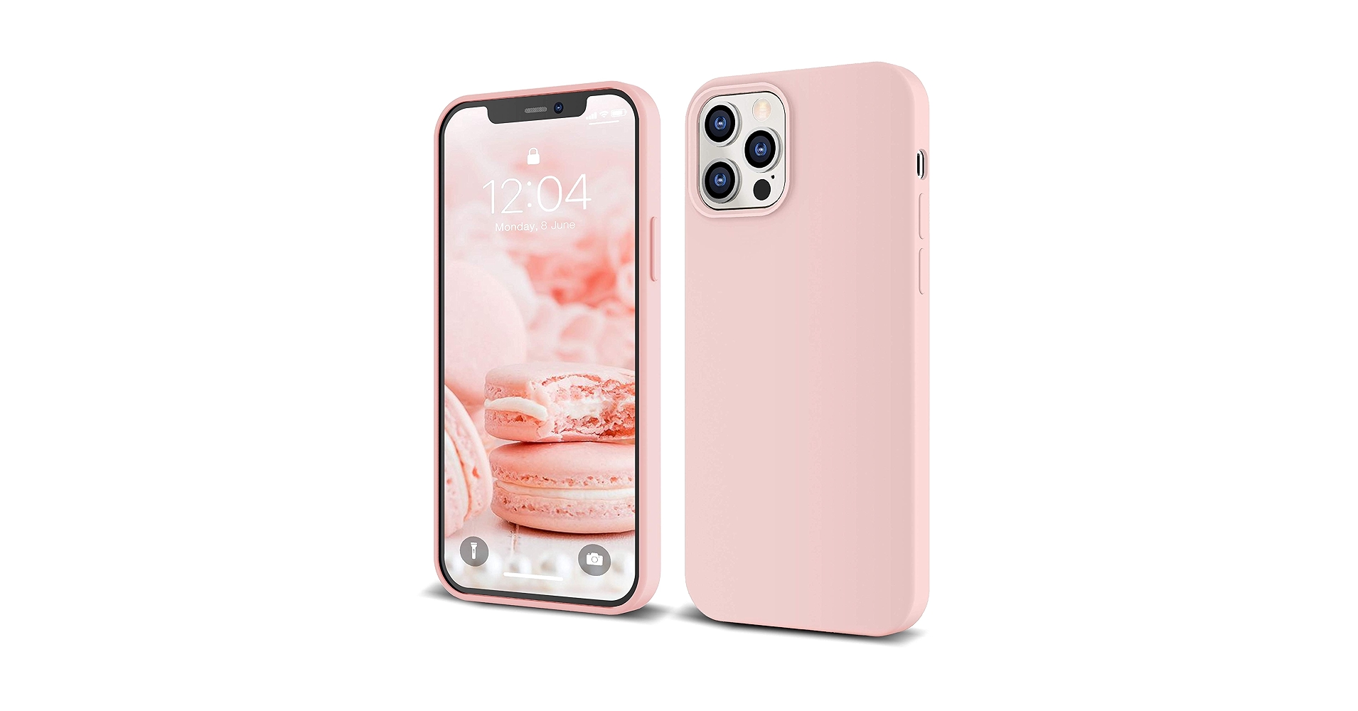 Apple - iPhone12/12Proケース☆ (LightGray x Pink) New iPhone 12 and 12 Pro Silicone Case Premium, Cute Pink