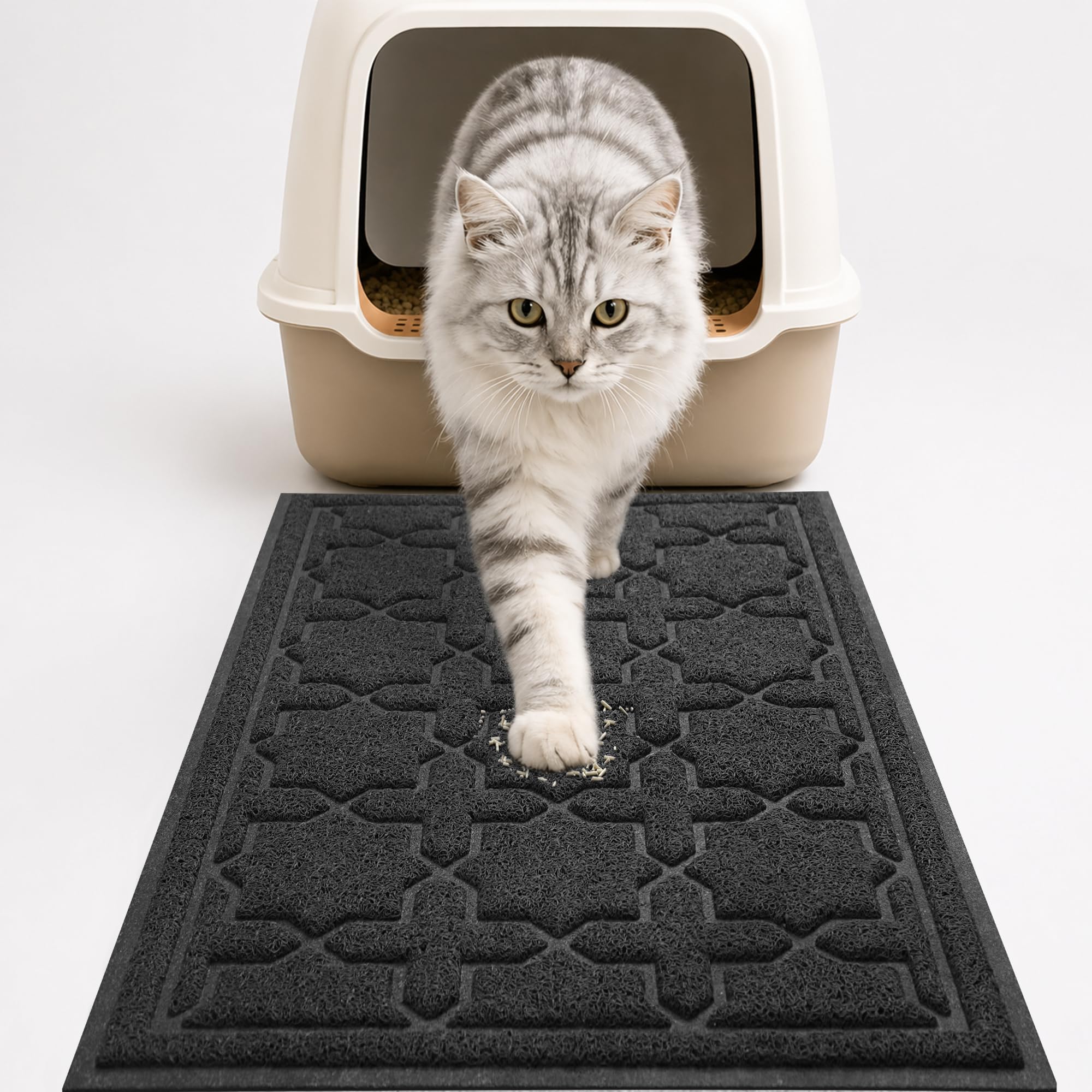 Yimobra Cat Litter Mat, Waterproof Litter Trap Mat, 35.4x23.6, Black