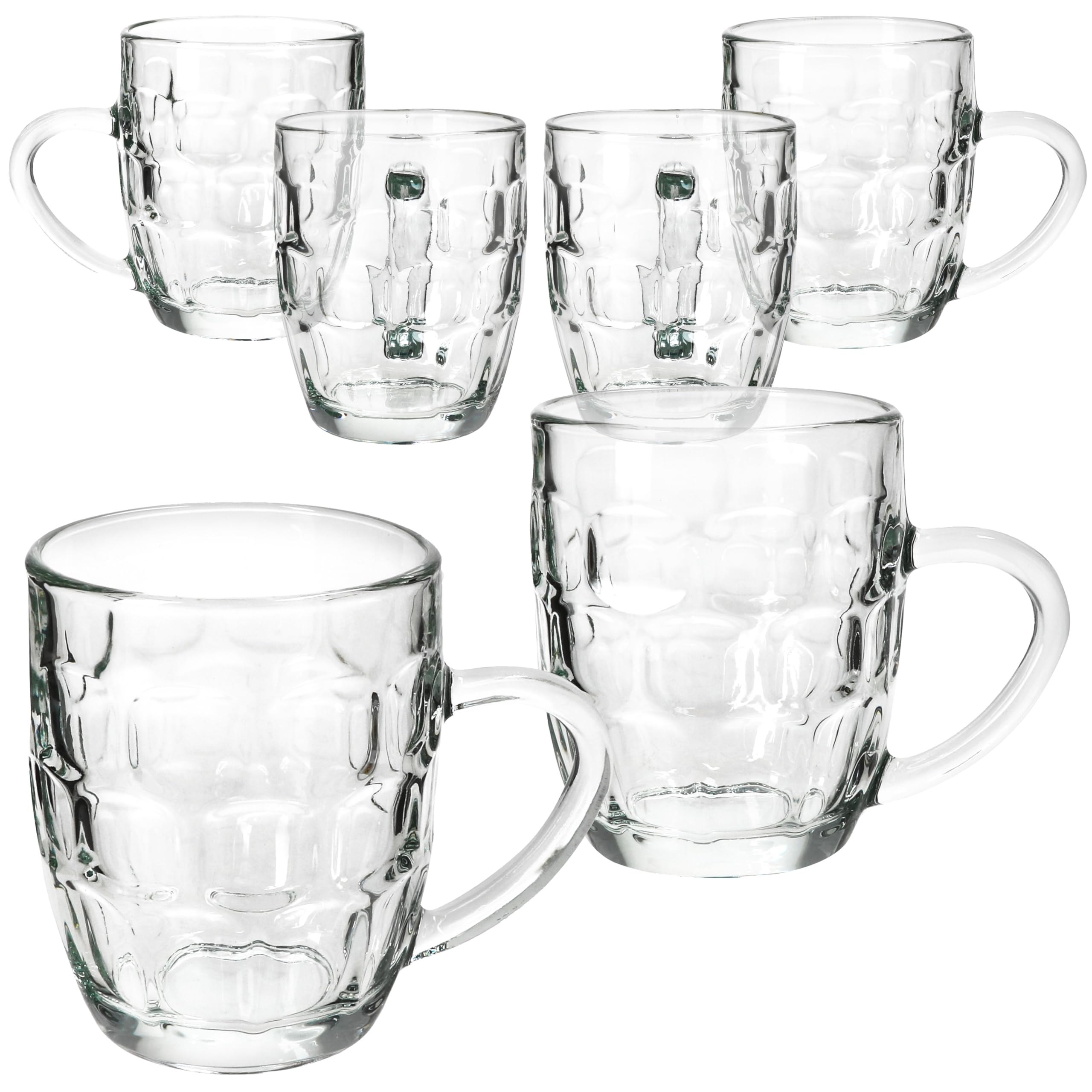 MamboCat Set di 6 tazze da birra Dijon I 200 ml, altezza 9,3 cm I per 6 persone I Tazza da birra in vetro con scudo, rilievo e manico I Tazze da birra da 0,2 l I Tazza da birra per feste