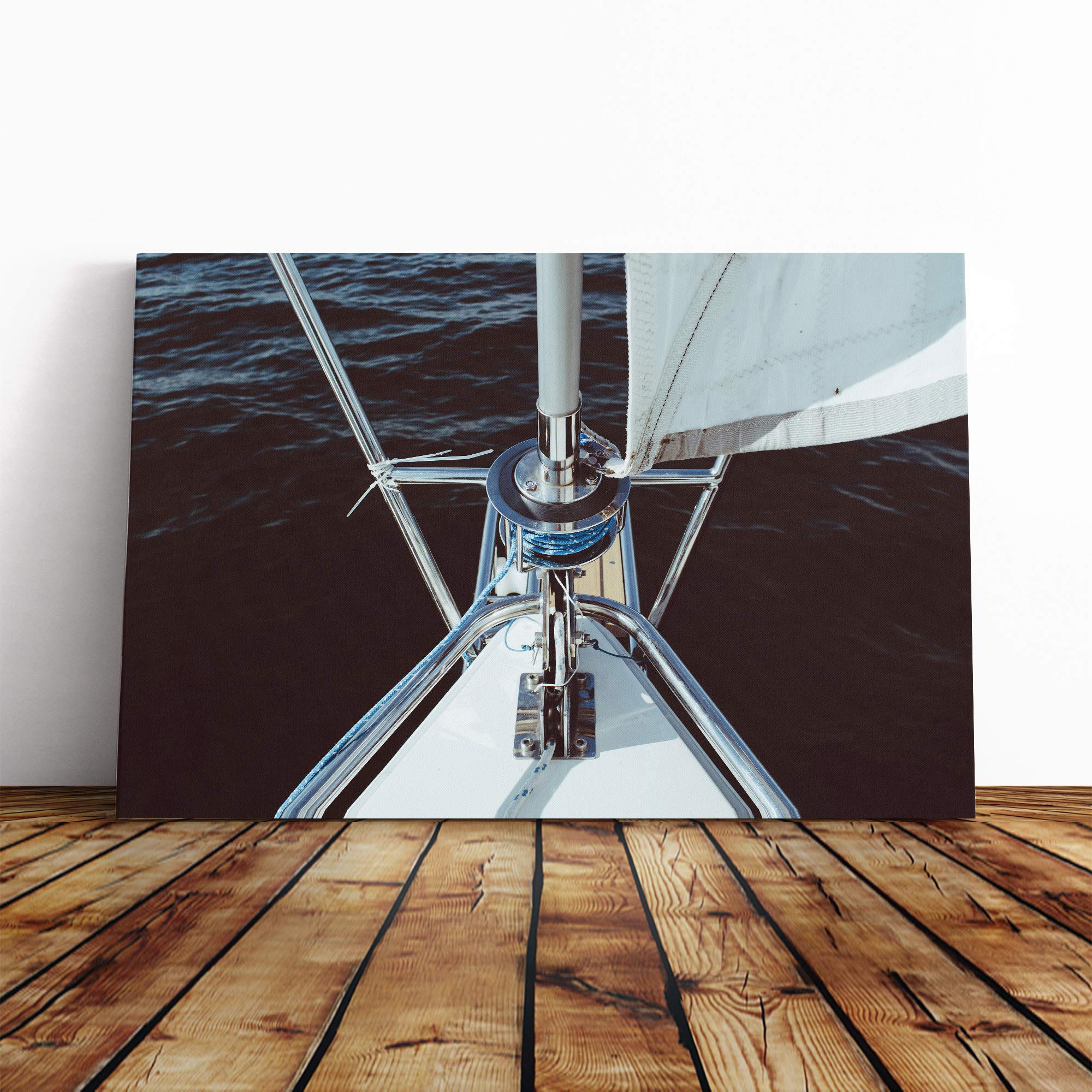 Sailboat Sailing Canvas Print | Gallery Wrapped 30mm Frame Wall Art | 24x16 inches | Ready to Hang | Modern Seascape Picture | Living Room Bedroom Lounge Office