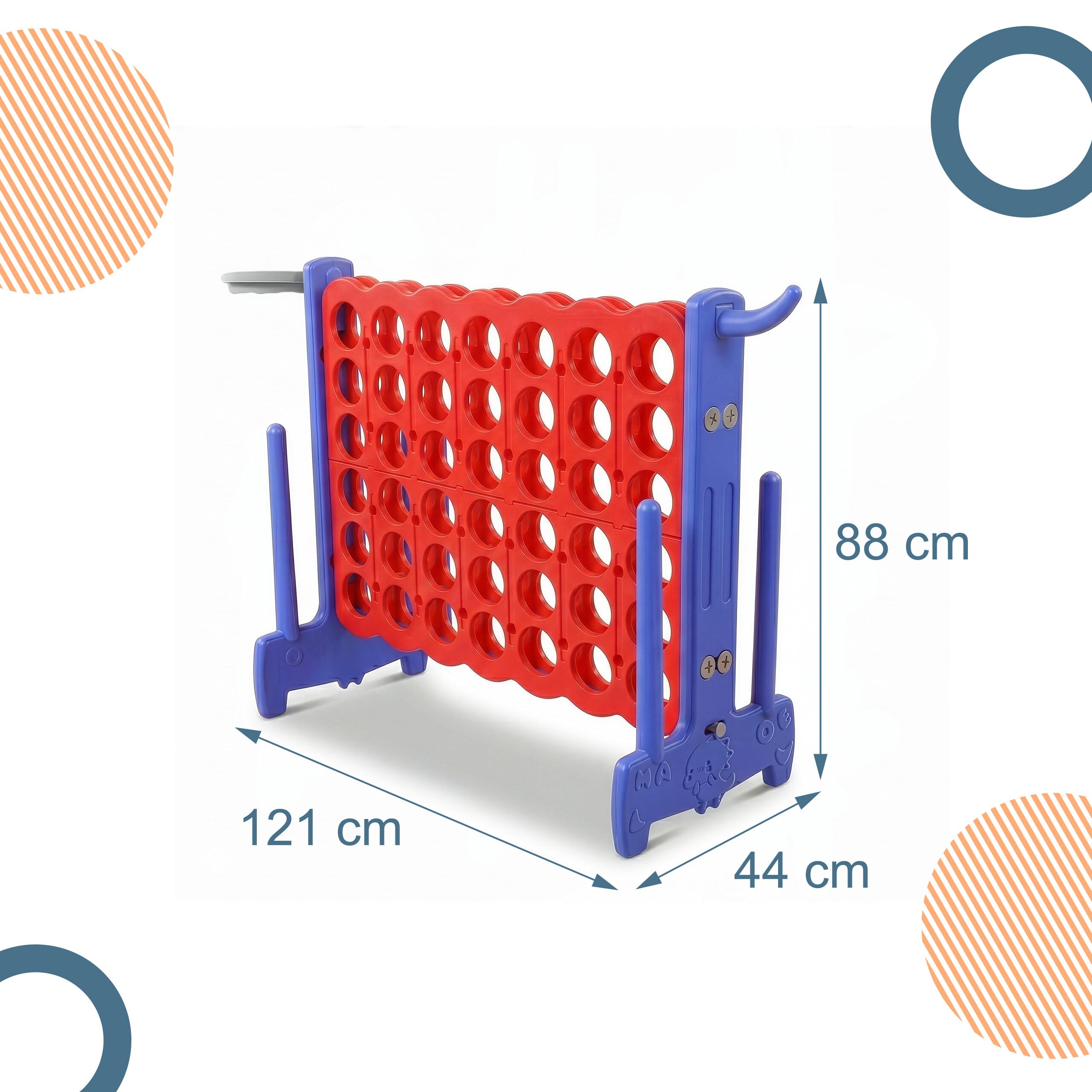 Relaxdays Vier Gewinnt XXL, outdoor, 3-in-1, bambini e adulti, 121x88x44 cm, gioco di lancio: basket e anelli, colore