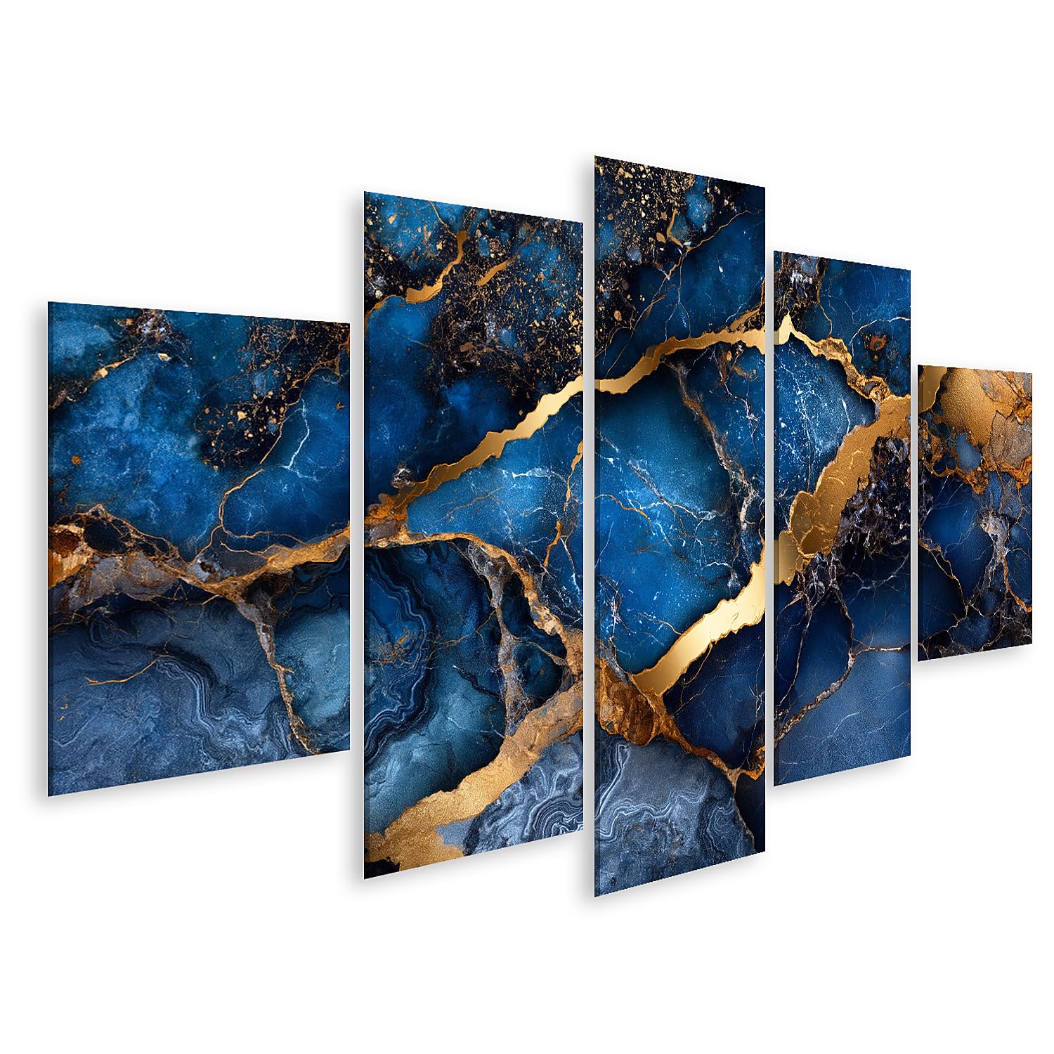 islandburner Bild auf Leinwand Edler Marmor-Effekt Kunstdruck Wohnzimmer Dekoration für Kunstliebhaber - 5-teilig