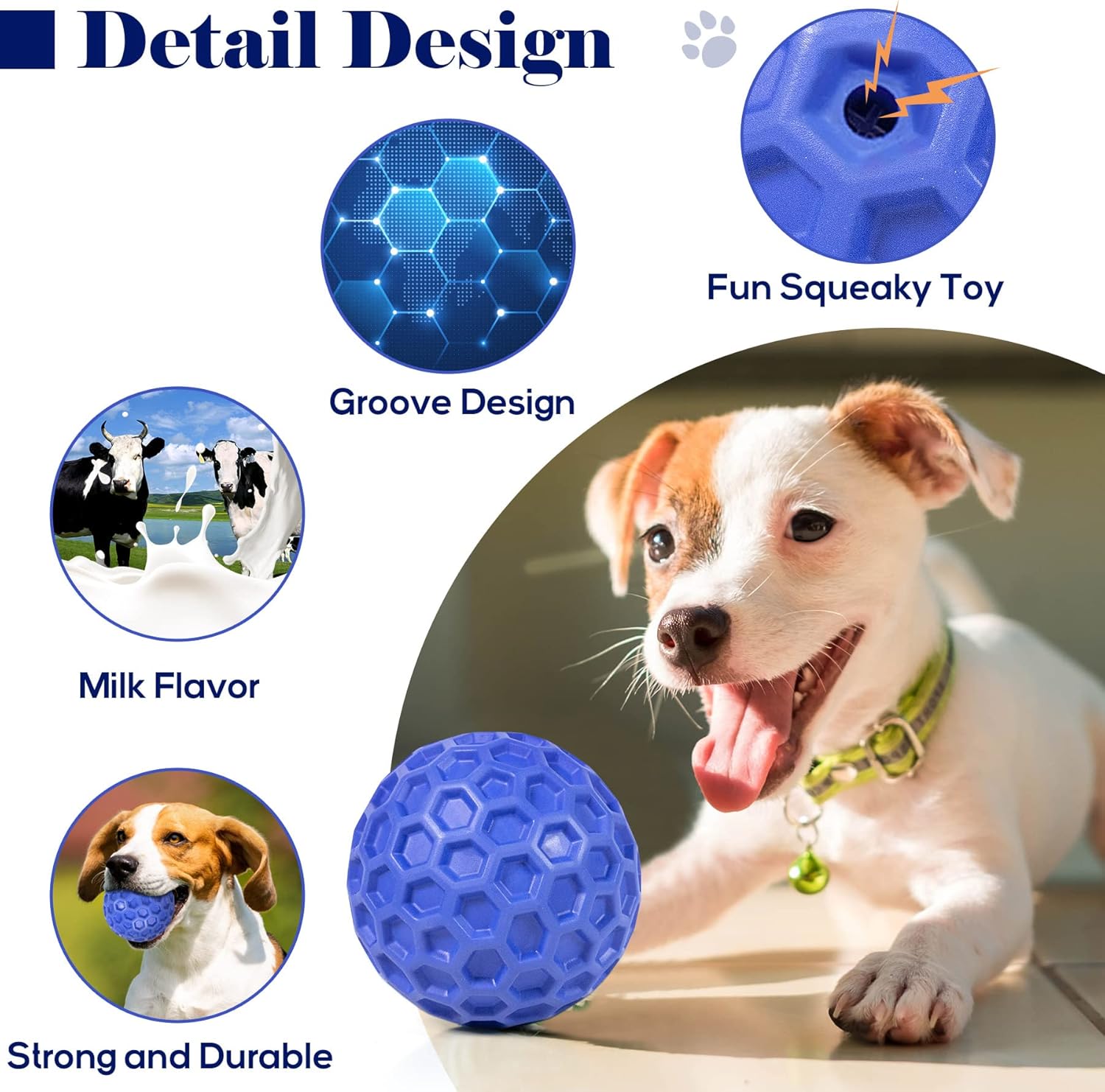 Indestructible Squeaky Dog Balls, Interactive Dog Toys for Aggressive