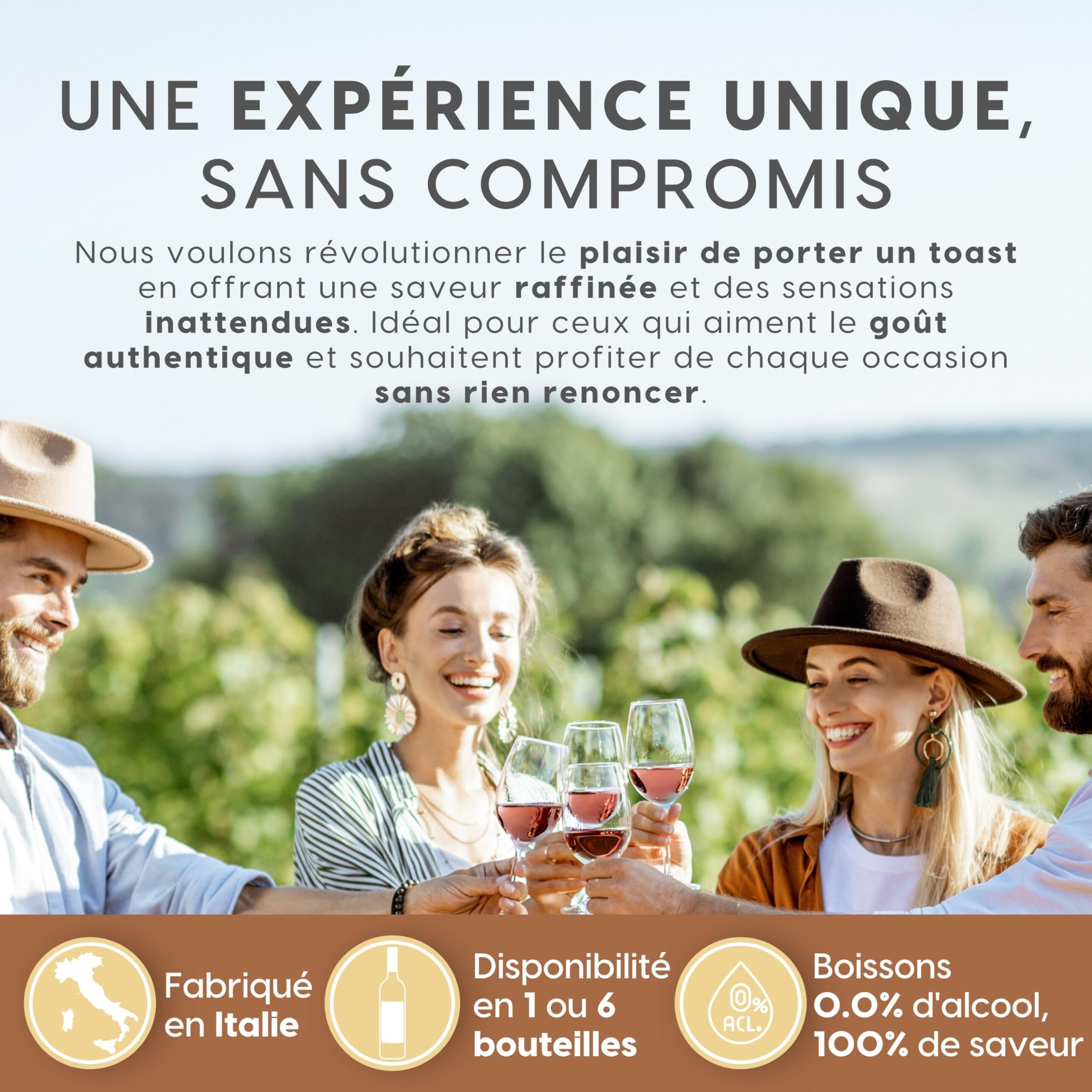 ALTERNATIVA Rosé Sec Sans Alcool 0.0% - Pack de 6 Bouteilles de 750 ml | Italien Désalcoolisé - Idéal pour Célébrations et Cadeaux