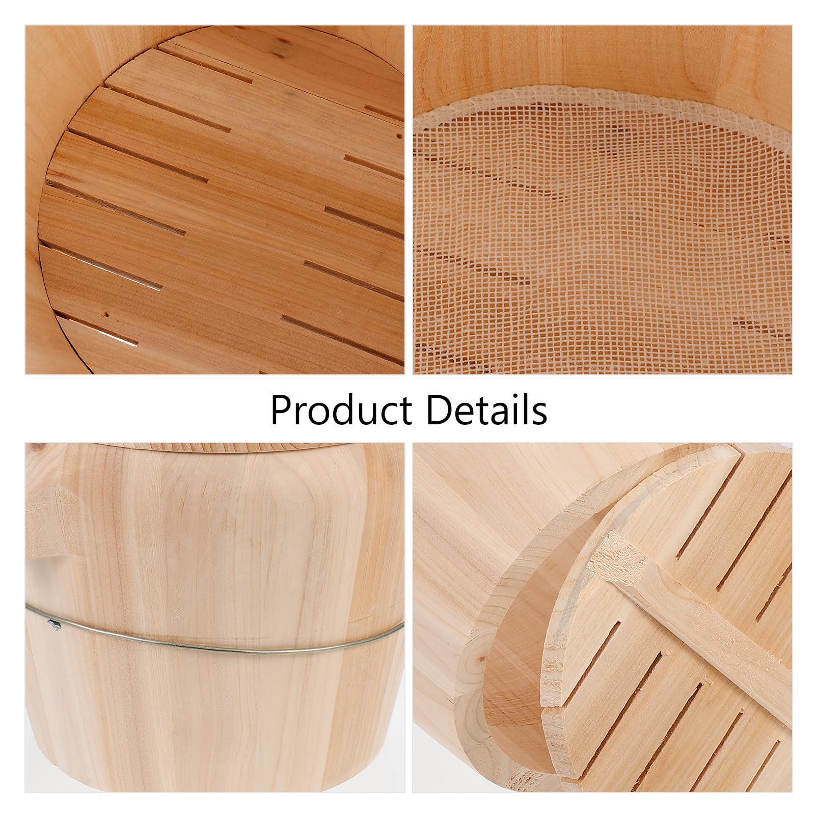 Sosoport Vaporiera per Riso in Legno, Wooden Steaming Bucket, Secchio al Vapore per Cucina, Superficie Liscia senza Bave, Uscita Vapore Rapida, per Uso in Cucina e Ristoranti