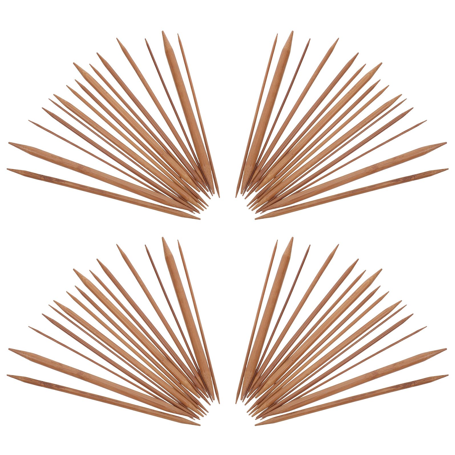 GARIOUANS Juego de 150 Agujas de Tejer de Doble Punta de 20 Cm, de Madera de Bambú Carbonizada, Set Completo para Suéteres y Proyectos de Tejido Manual, Kit Versátil para