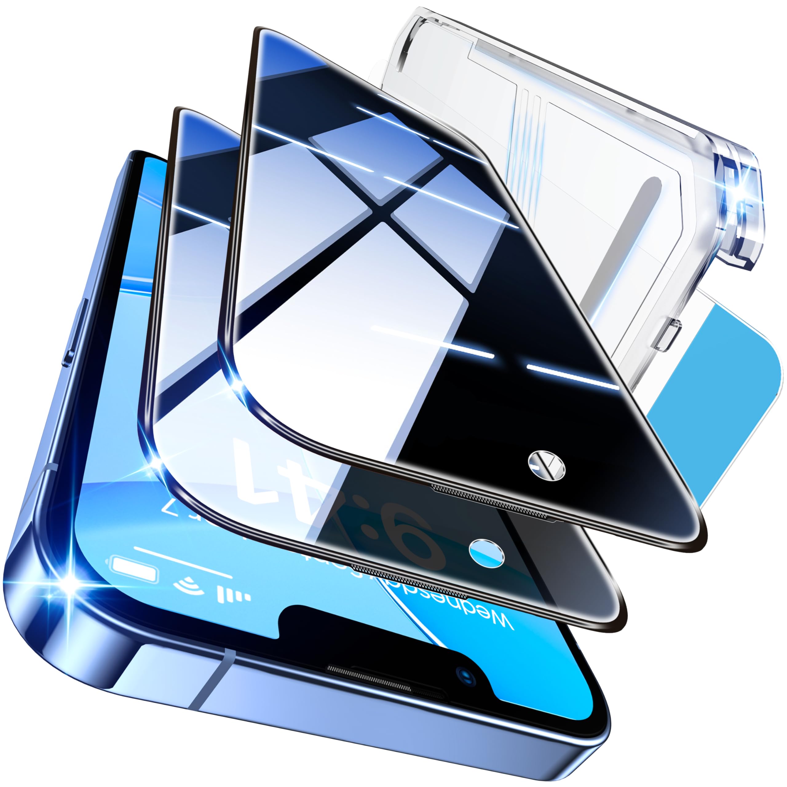 Tentoki Protector Pantalla Privacidad Para iPhone 13 Pro Max / 14 Plus | 25°Antiespía, Limpieza Automática de Polvo Bandeja Ultraajuste, Fácil Instalación, Sin Burbujas, 2 Piezas, 6,7 Pulgadas