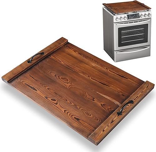 Calmbee Cubierta para estufa de fideos con asas para gas, estufa eléctrica (pino)