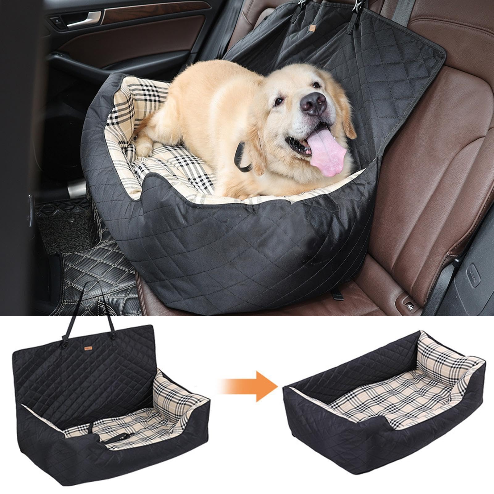 Cestino per auto per cuccioli - 36,22 x 20,47 x 20,87 pollici, protezione | in tessuto lavabile | Affidabile imbracatura di sicurezza 'auto cani viaggi su strada vacanze viaggi all'aperto avventura
