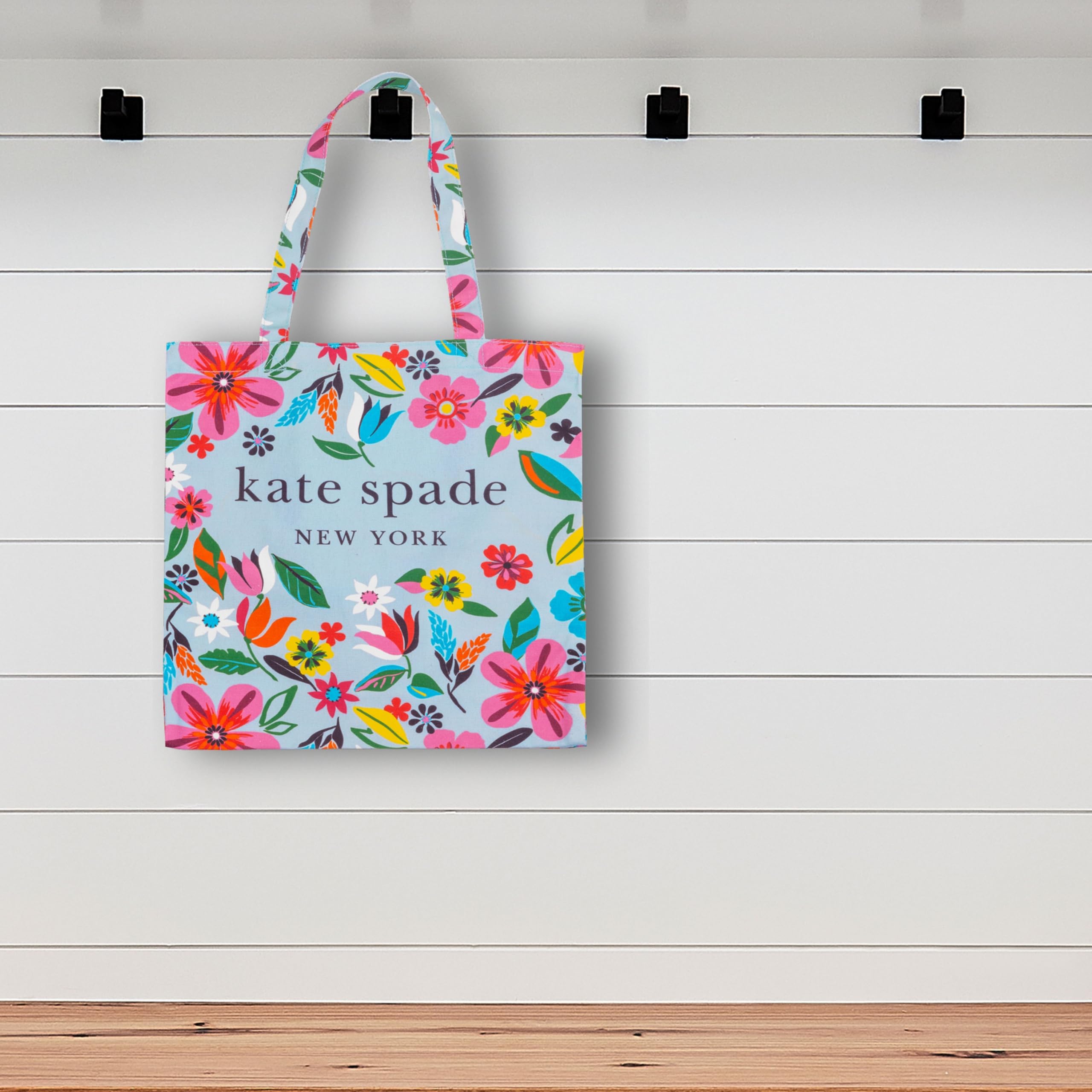 kate spade new york Bonita bolsa de lona para mujer, bolsa de playa de lona, bolsa de libro con bolsillo, diseño floral de safari, Safari Floral, S, Bolso