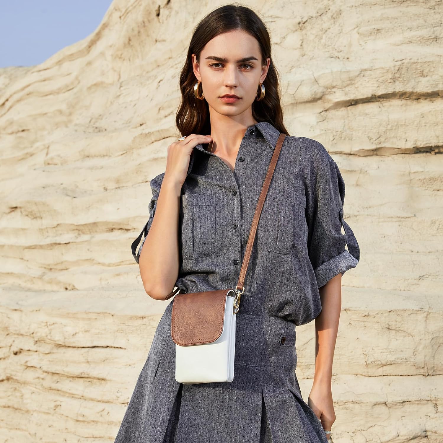 BOSTANTEN Vegan Leather Small Crossbody Bags for Women Designer Cell Phone Bag Wallet Purses Adjustable Strap - Image 2