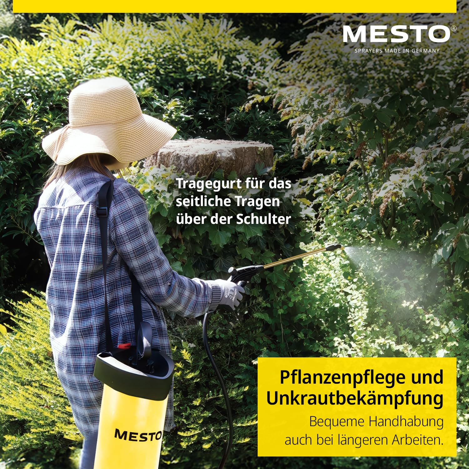 Mesto FLORI M Drucksprühgerät 5L SET inkl. Spritzschirm rund | Drucksprüher 3 Bar | Sprühflasche für Haus & Garten | Pumpsprühflasche für Pflanzen | Unkrautvernichter & Pflanzenschutz