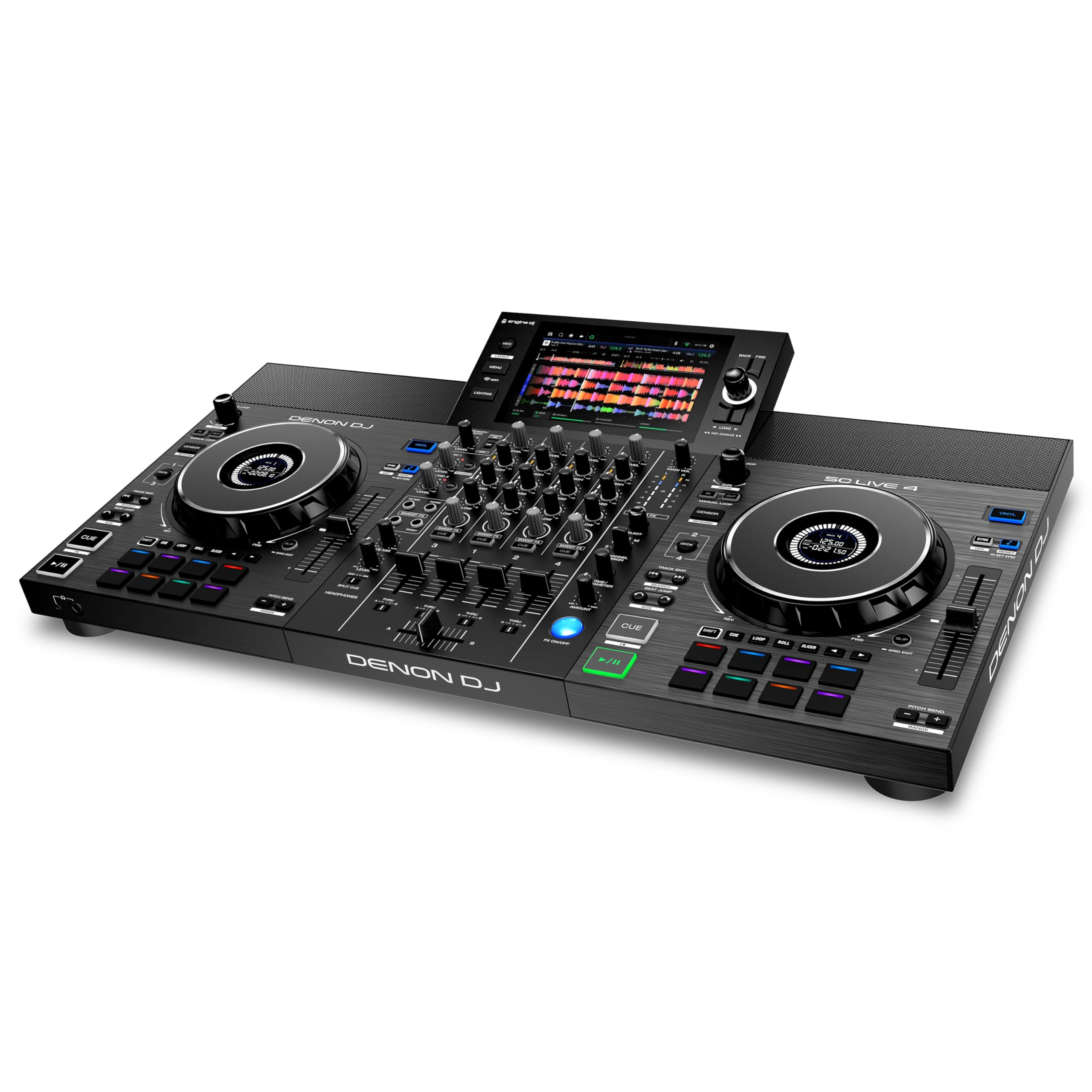 Denon DJ SC LIVE 4 Standalone DJ Controller with Stem Separation on 4 Decks, WiFi Streaming, Internal Speakers, Serato DJ and Virtual DJ Compatible