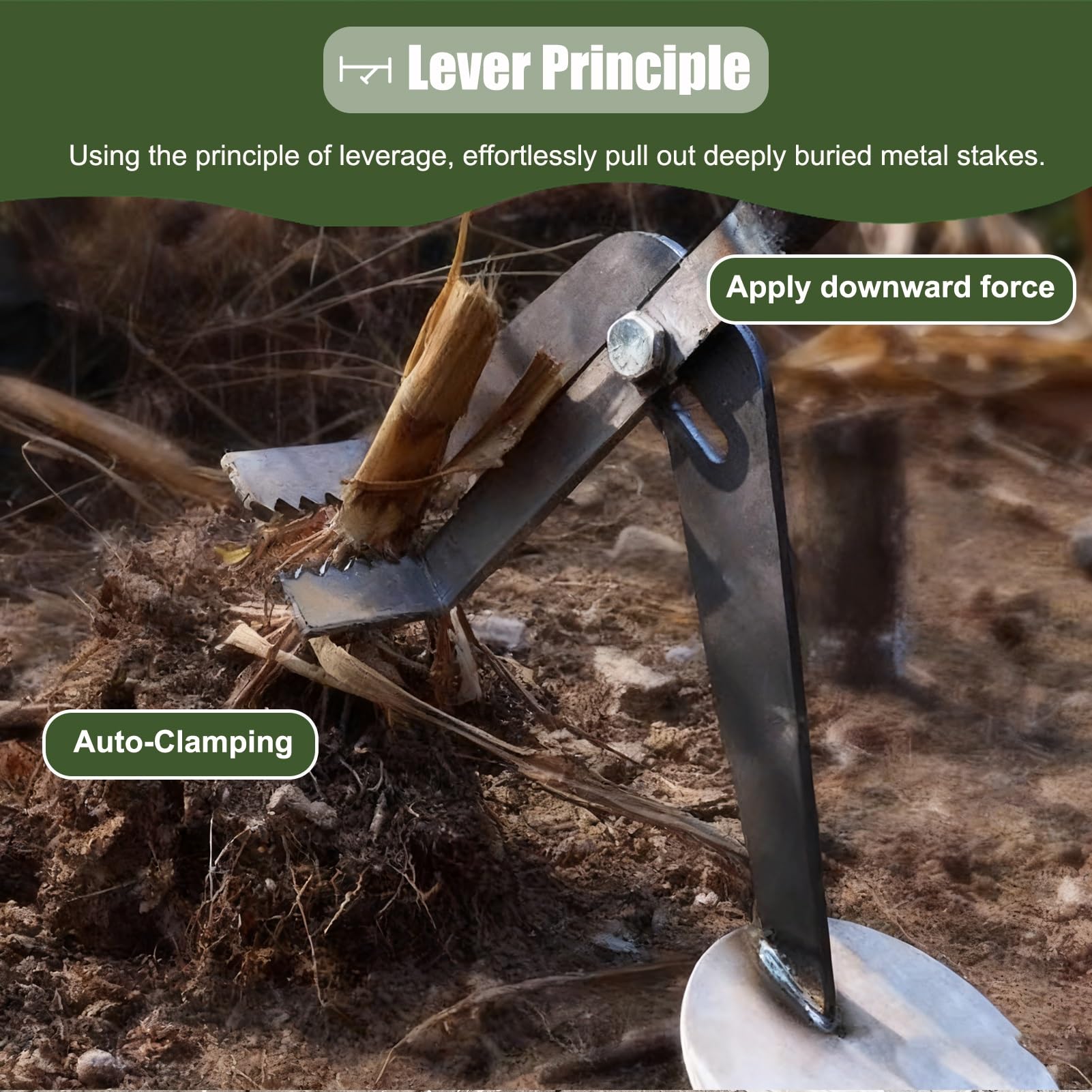 Arrache-piquets de clôture, Outil d'extraction de levier d'extracteur poteau en acier for l'enlèvement racine jeune arbre souche