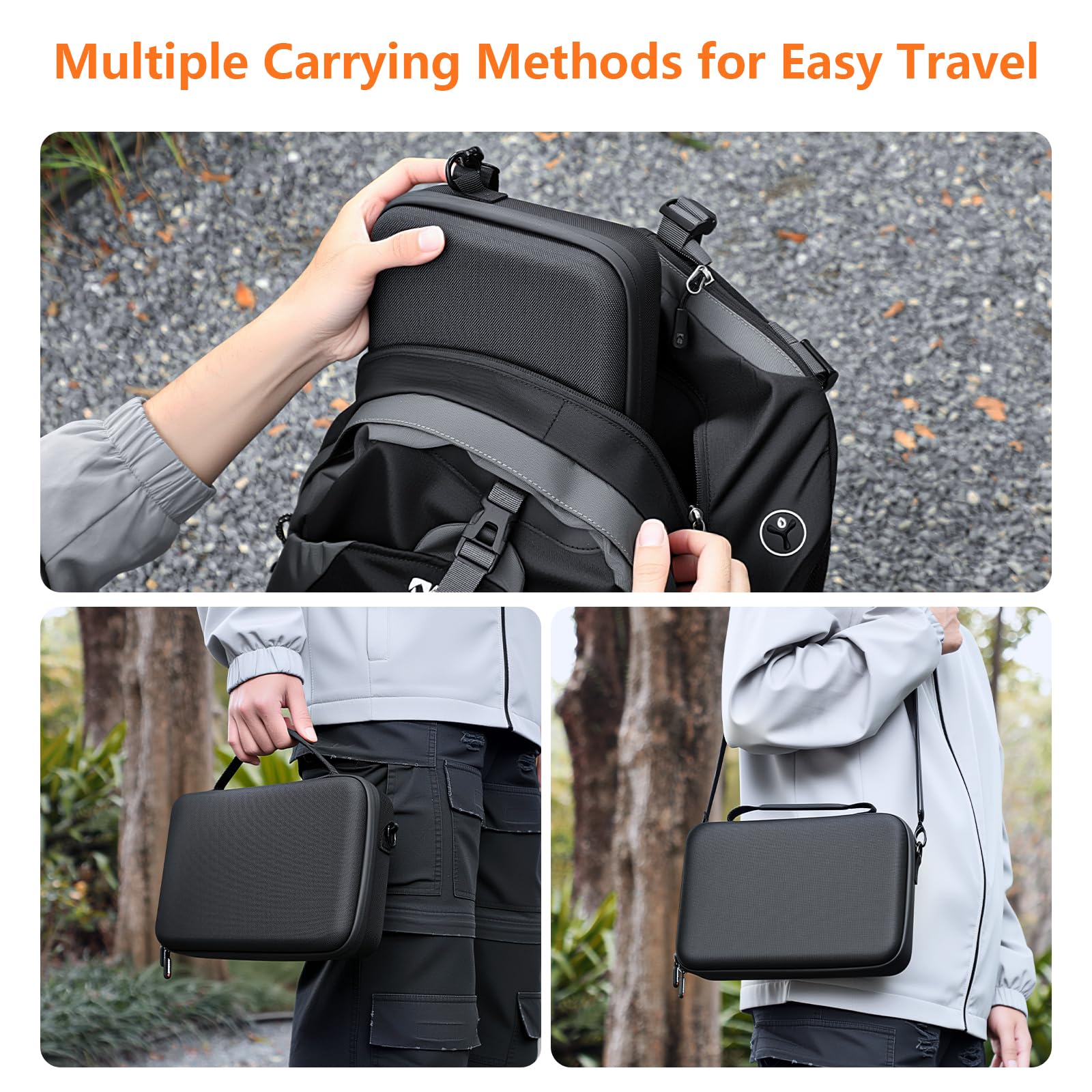 AMAZEAR Estuche de transporte para accesorios DJI Osmo Action 6, funda rígida compacta con correa de hombro Osmo Action 6, bolso portátil para cámara, ideal para viaje, organización y protección,Negro