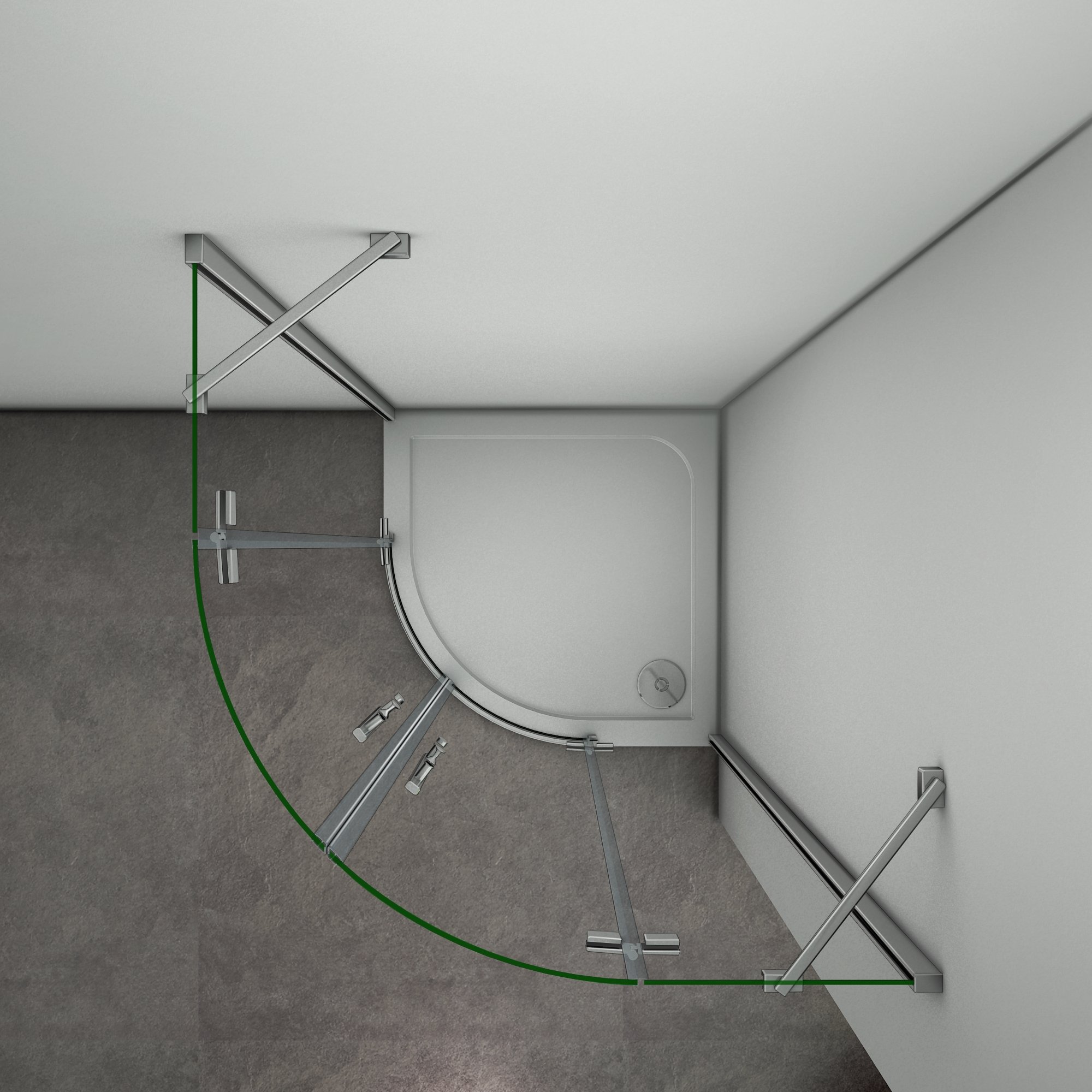 Box Doccia 80x80cm Vetro Alta Semicircolare Porta Battente 195cm