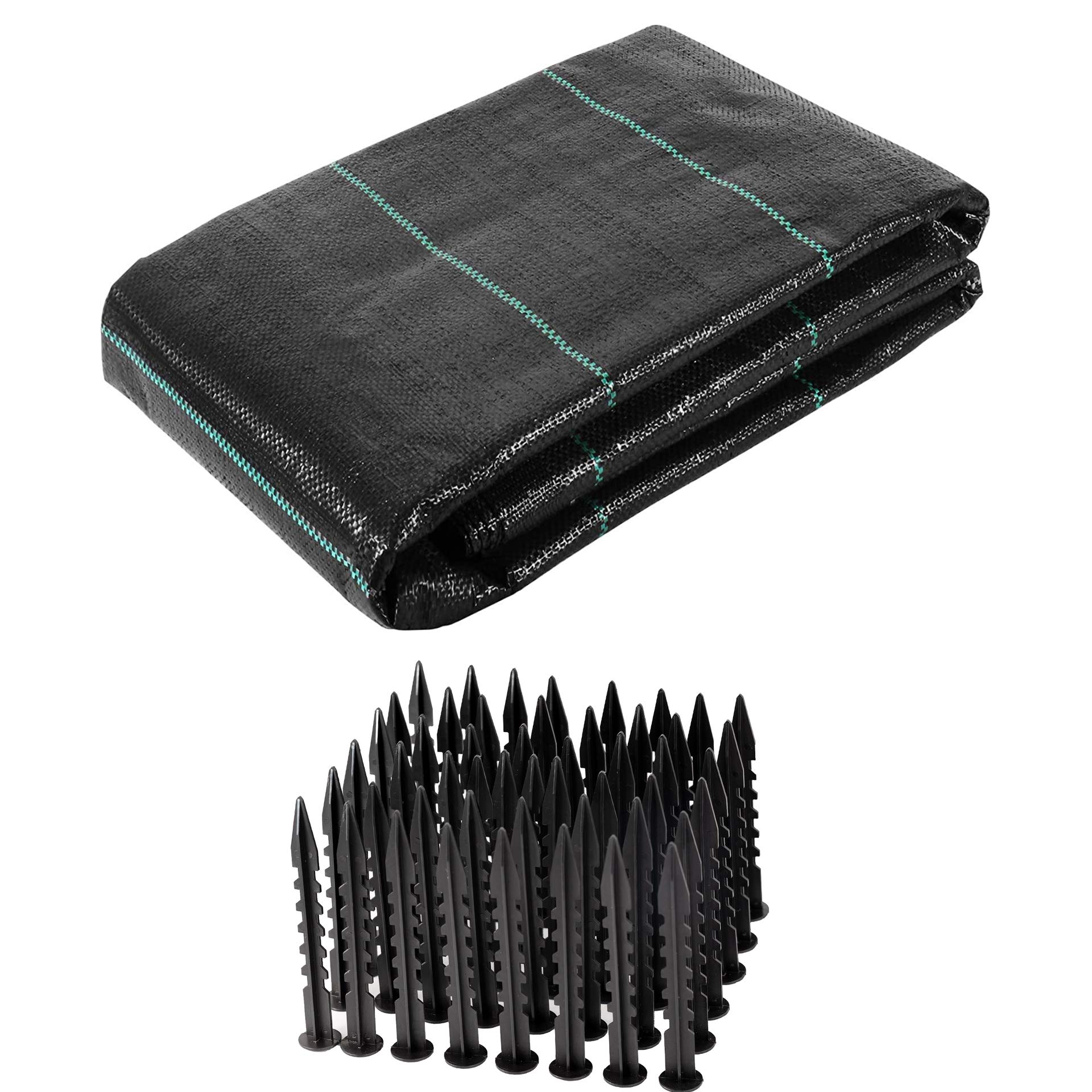 ADEPTNA Heavy Duty Garden Weed Control Fabric Membrane Made from Strong 100g/m² fabric with 50 Securing pegs - Ideal for use in Patios Garden Landscaping (1 X 10M + 50 PEGS)