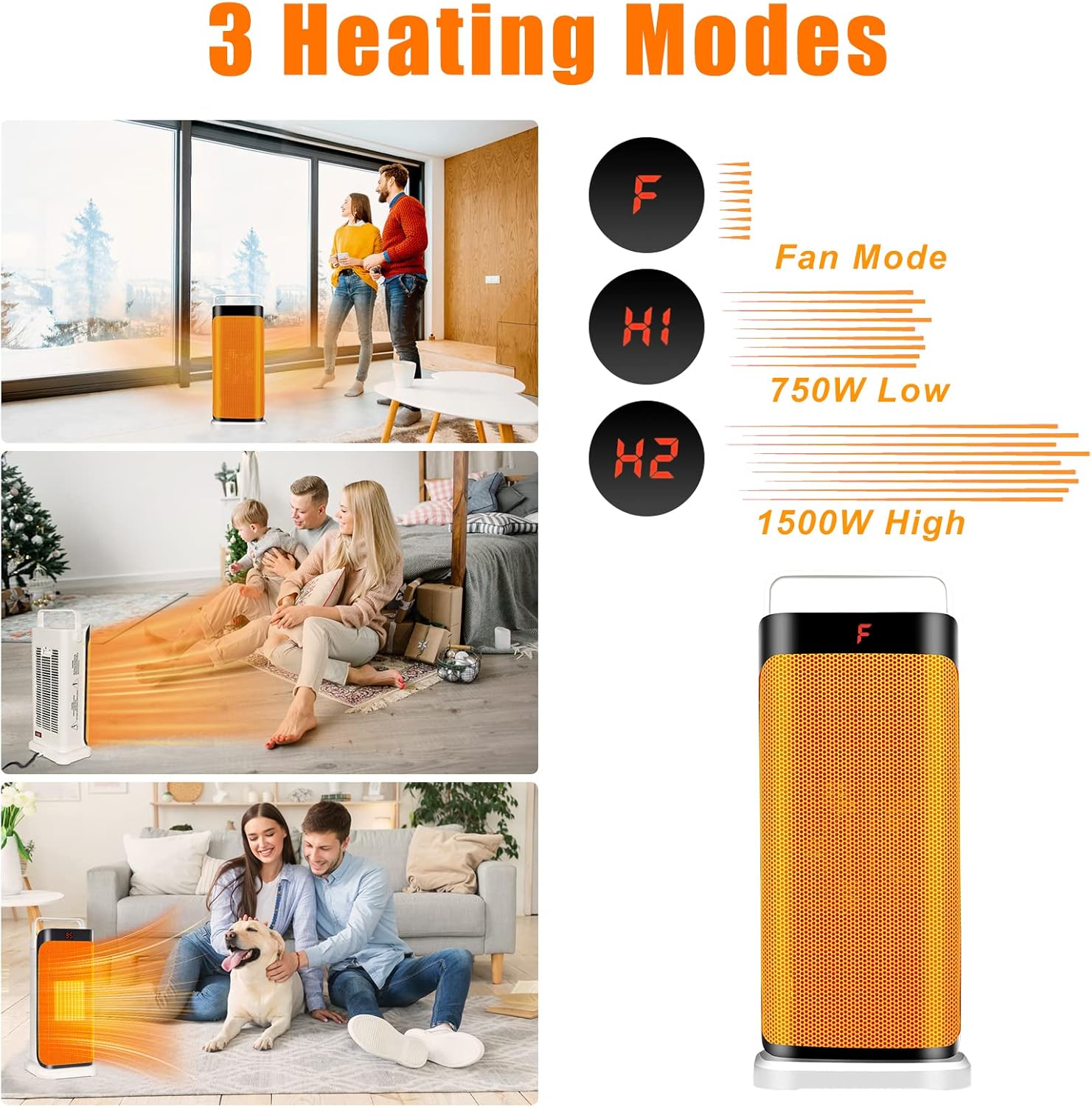 tectake Outdoor Patio Heater, 1500W Electric Tower Heater with Remote Control, 120° Oscillating, Portable Space Heaters for Indoor Use, Bedroom, Office, Outside, Tent : Patio, Lawn & Garden