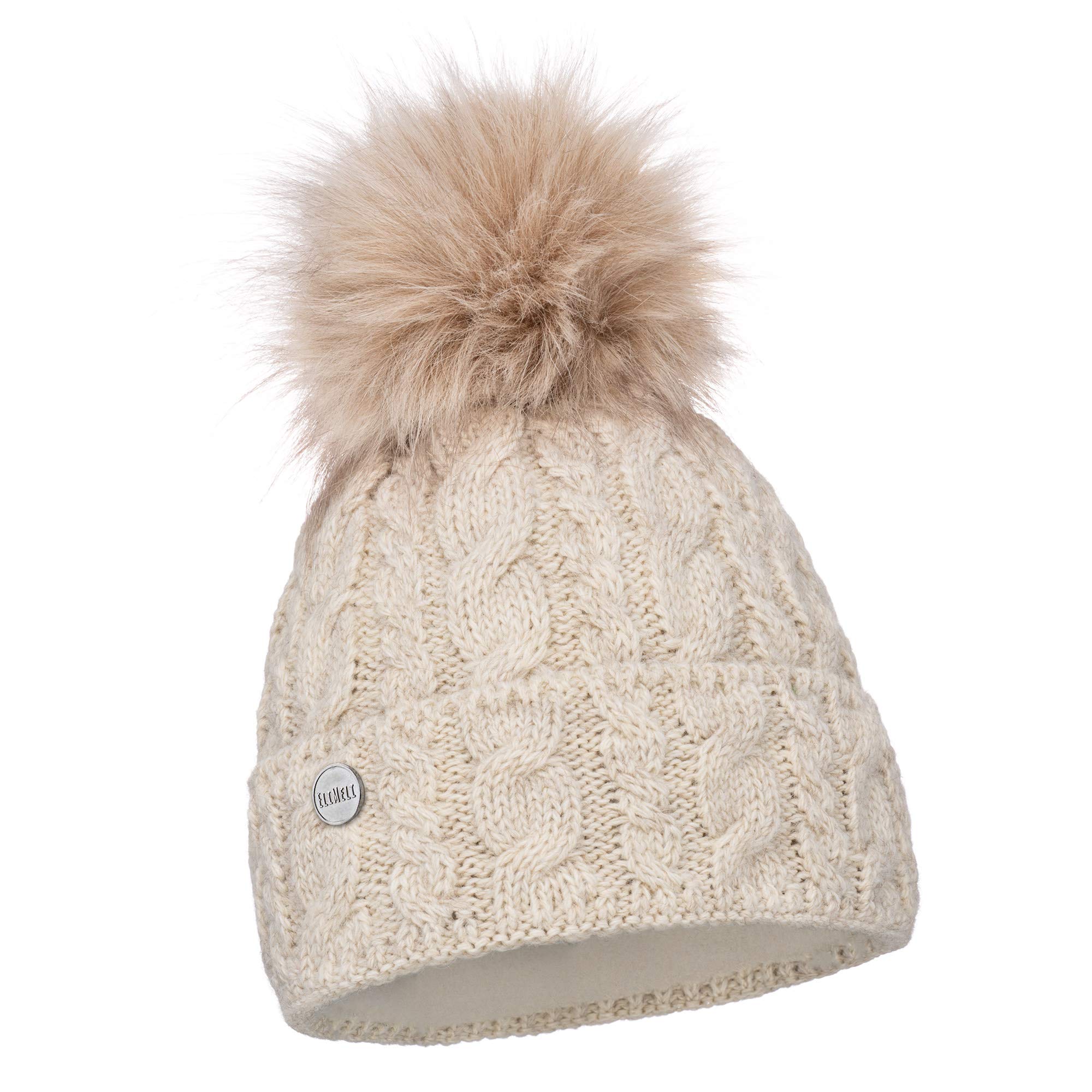 EliMeli Gorro de invierno para mujer con pompón de pelo sintético - gorros invierno mujer con pompon
