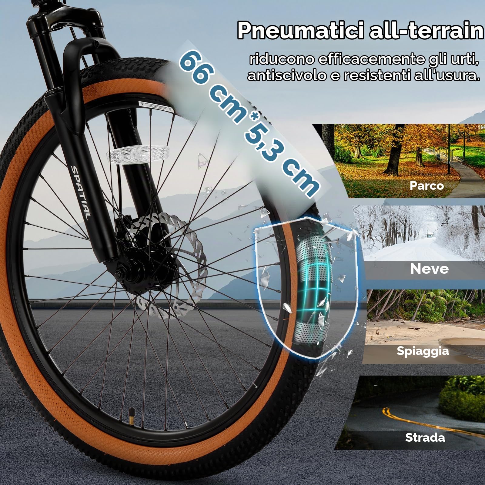 SPATIAL Mountain Bike, bici da ciclismo da esterno da 24/26/27,5/29 pollici, 21/8 velocità | Doppi freni a disco, sedile ergonomico regolabile per uomini, donne