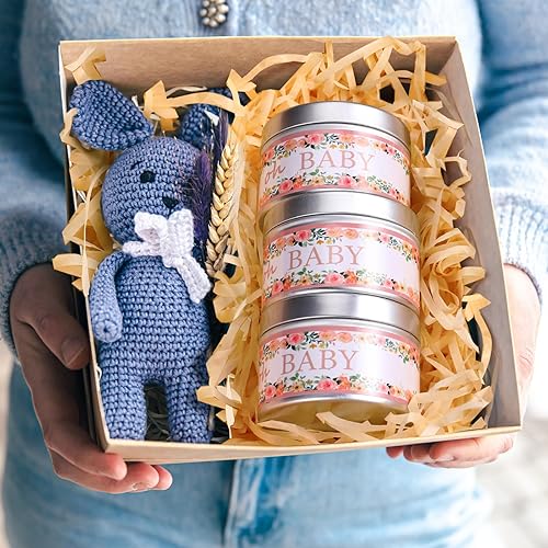 Miniatura 7 de Funtery 12 piezas de regalos de baby shower para invitados, juegos de baby shower, premios florales de lavanda, velas perfumadas para decoración de