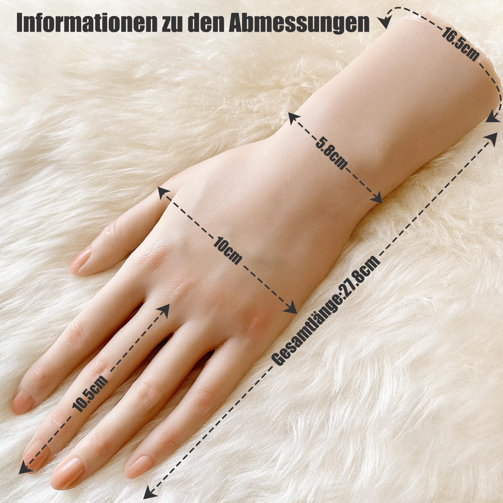 Mannequin de vitrine réaliste en silicone pour femme - Modèle de mains féminines réalistes pour ongles en acrylique - Bijoux d'Halloween - Accessoires de photographie (main droite)