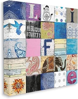Stupell Industries Vintage Icon Collage Life Typography Rustic Elephant