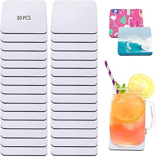 30 Pieces Sublimation Blank Cup Coasters Square Blank Cup Mat Rubber Coasters for Sublimation Transfer Heat Press Printing DIY Crafts 4 X 4 Inch (Square)