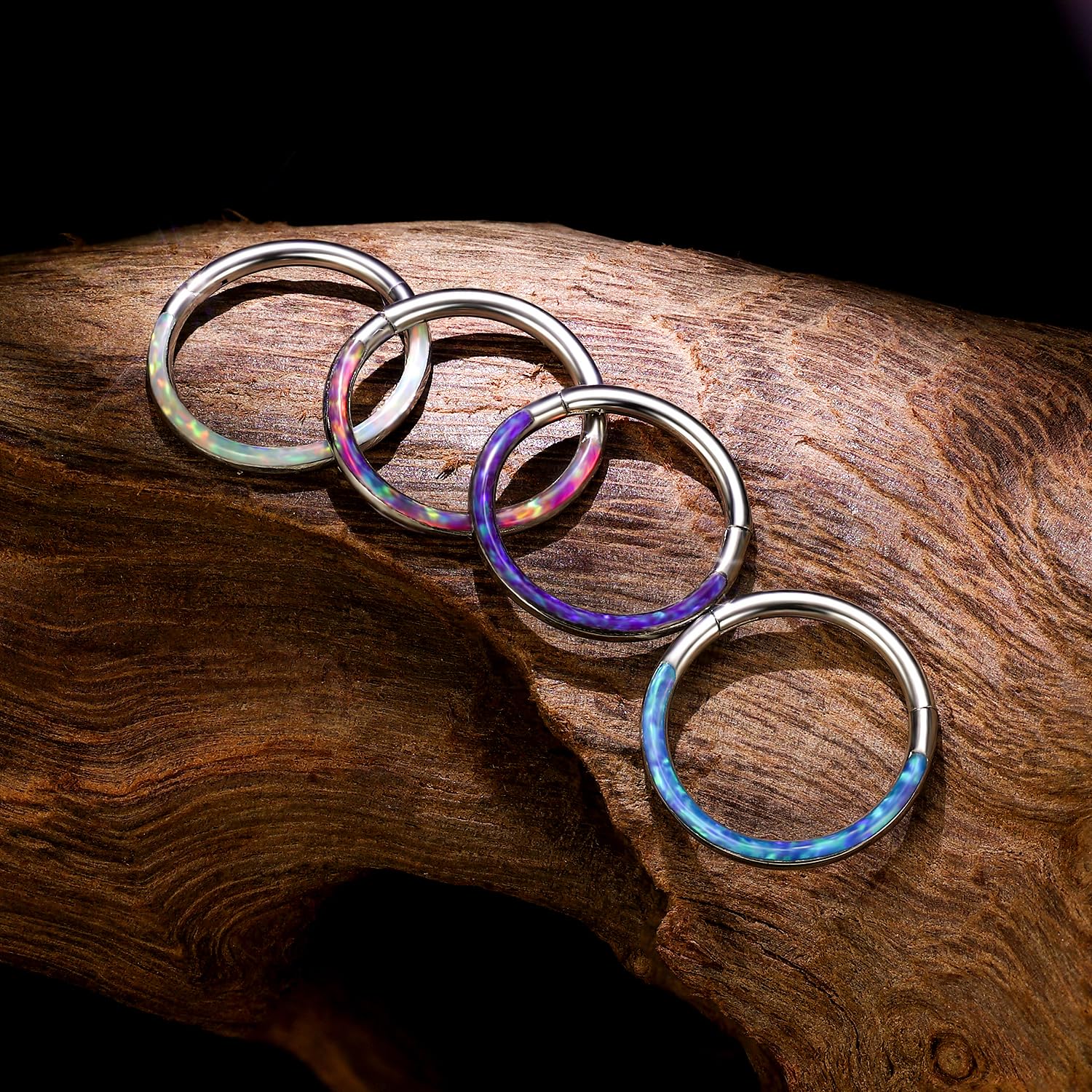 16G opal pierścienie do przegrody nosowej obręcz pierścień do nosa pierścienie do wargi stal nierdzewna na zawiasach segmentowy pierścień bezszwowy clicker pierścień chrząstki kolczyki obręcz
