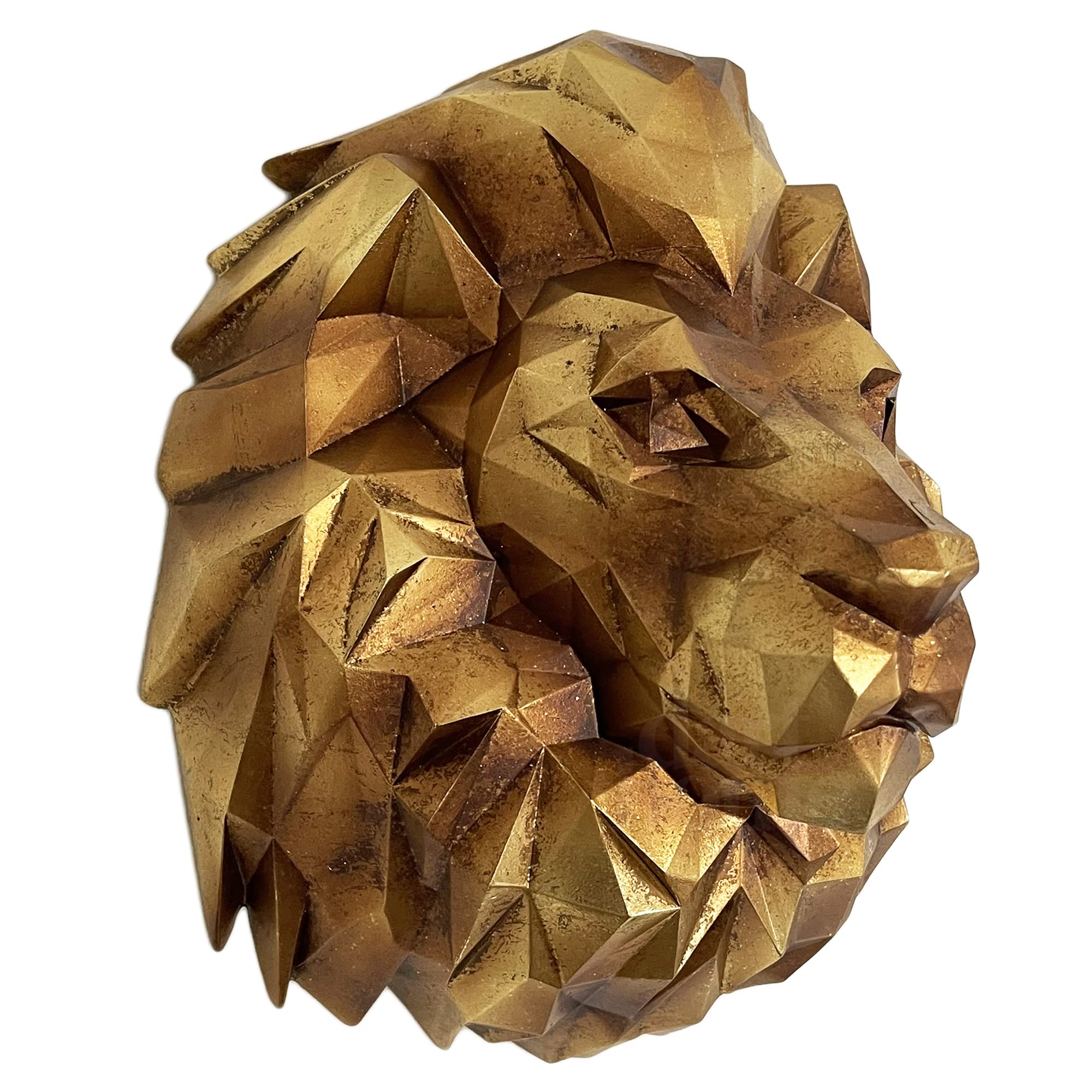 Darthome Gold Geometric Lion Head Wall Animal Bust Home Decorative Wall Statue Ornament 36Cm