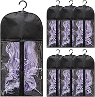 Hadwoer 6-Pack Wig Storage Bags with Hanger - Dust-Proof Holders for Hair Extensions, Multiple Wigs & Accessories
