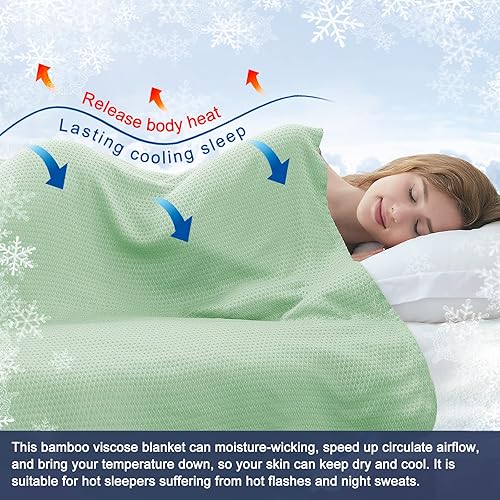 Miniatura 3 de DANGTOP Mantas refrescantes de verano para quienes se acaloran al dormir, hechas de bambú ultrafresca, ligeras y delgadas, para sudores nocturnos de