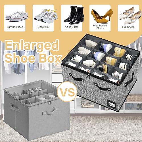 Miniatura 2 de ouruer Organizador de almacenamiento de zapatos para armario, cajas de almacenamiento de zapatos apilables para entrada, organizador plegable para