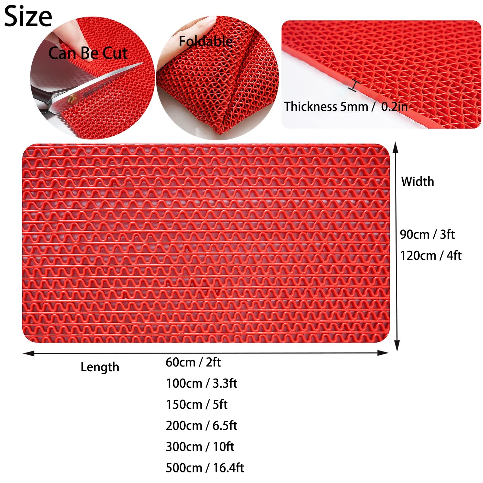 Non-Slip PVC Drainage Floor Mat Commercial Wet Area Floor Mats For Outdoor Indoor Restaurant Kitchen Bar Swimming Pool Splash Matting Water Drain Flooring Mat, Grey - View #8
