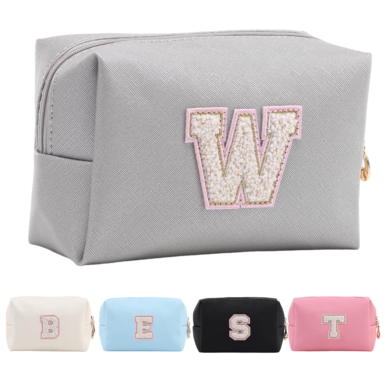 Personalized Makeup Bag,Waterproof Travel Makeup Pouch Cosmetic Bag Birthday Gift for Women Mom，Bride Bridesmaid Cosmetic Bag A-Z — view 49