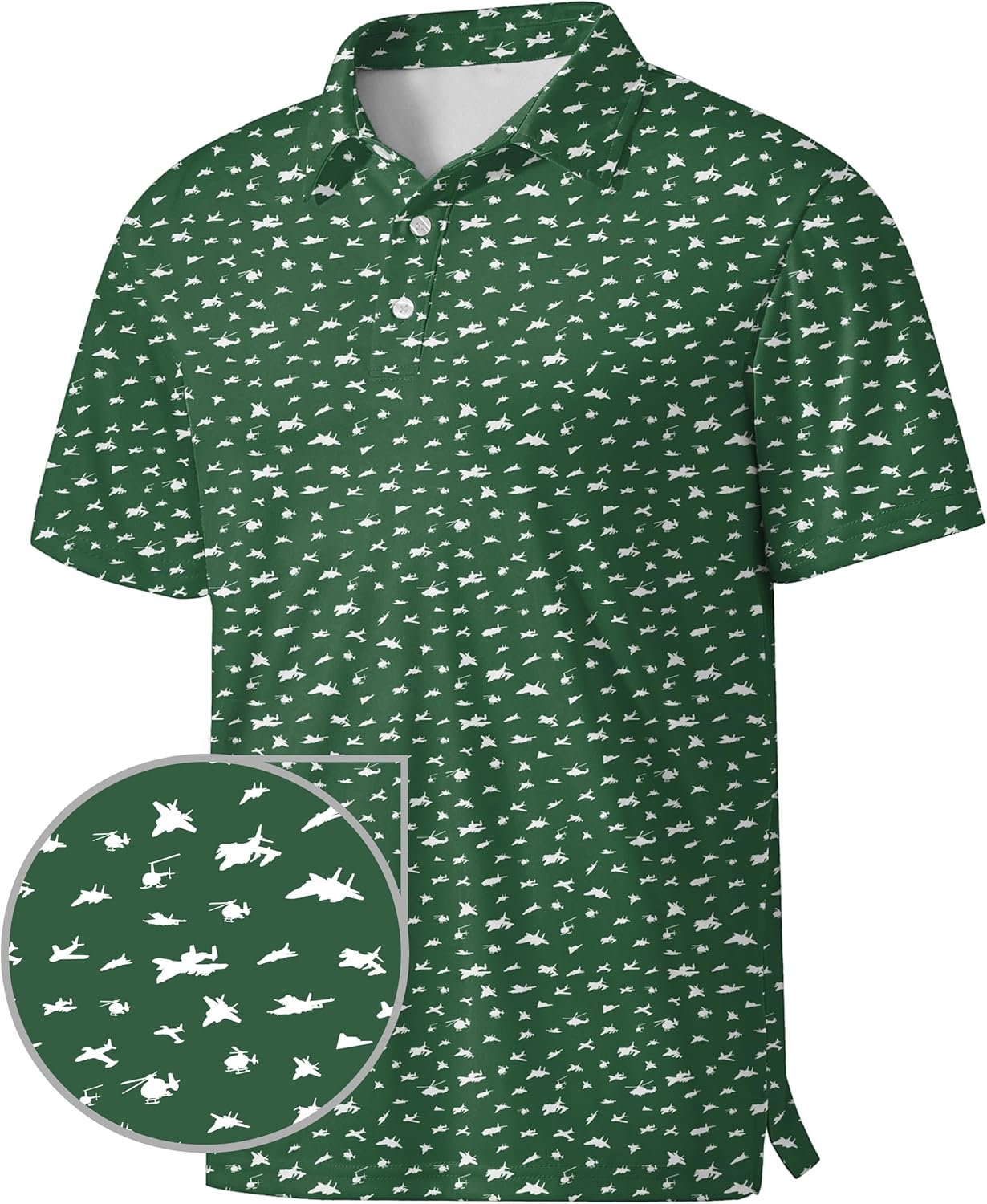 Men's Golf Shirts Moisture Wicking Quick Dry Performance Golf Polo Shirts for Men Fashion Print Short Sleeve Polo Shirts