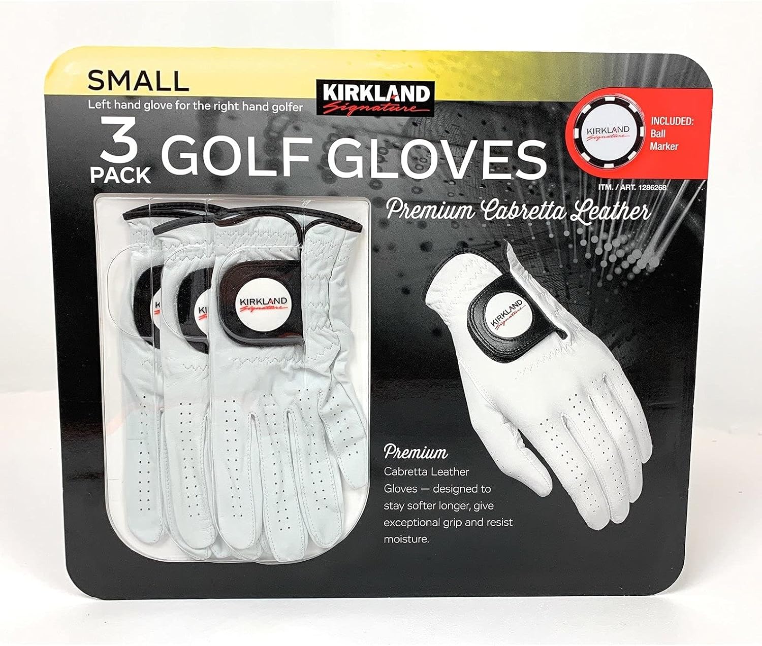 Kirkland Signature Golfhandschuhe 4er Pack - Premium Cabretta-Leder Medium