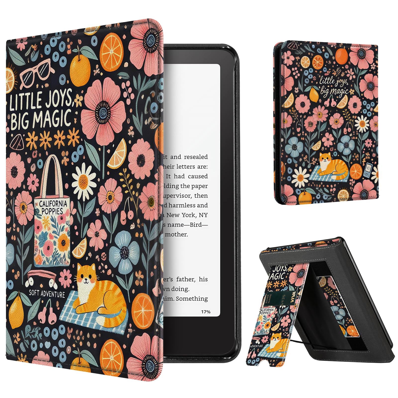 CoBak Stand Case for 7" Kindle Paperwhite 12th Gen 2024 and Kindle Colorsoft with Hand Strap - Compatible with iPhone MagSafe, for Samsung/Belkin/Anker Wireless Charging Pads, Durable, Auto Sleep-Gray