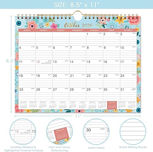 Miniatura 3 de Calendario 2026 – Calendario de Pared 2026 con 12 Meses, Ene. 2026 - Dic. 2026, Calendario de Pared con Encuadernación de Doble Alambre + 11" x 8.5"