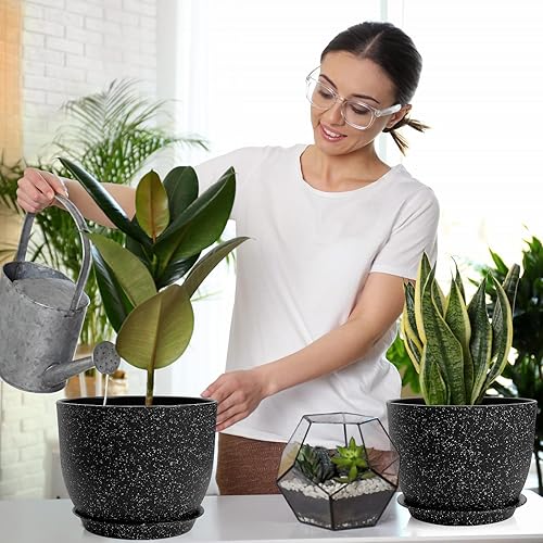 Miniatura 6 de GARDIFE Macetas grandes de 12109 pulgadas, macetas grandes para plantas de interior, macetas, spray negro