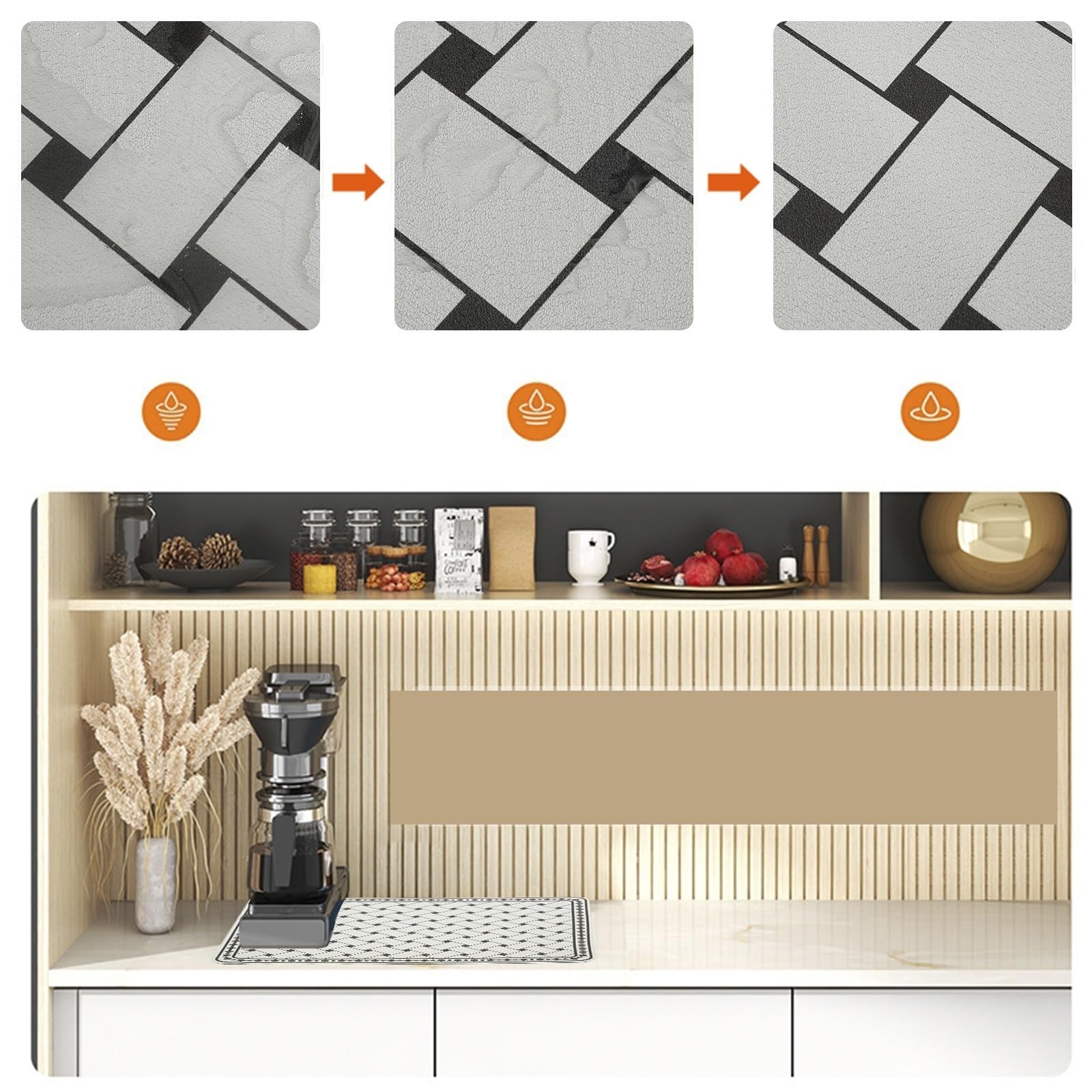 Alfombrilla para Café Bar Tapete for máquina de café, Mantel Individual de Secado rápido, tapete for café de 3 Capas, tapete de Secado de Platos Absorbente rápido, Utensilios de Cocina, 2 uds.