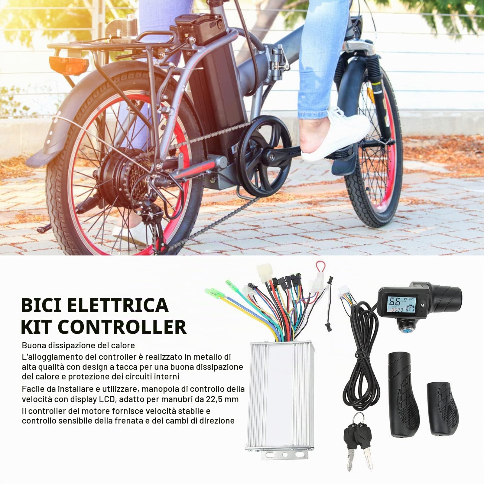 Topyond Kit Controller per Bici Elettrica, Controller Motore 36V/48V 500W con Pannello LCD E Serratura con Impugnatura a Mezzo Acceleratore 805 per Bici Elettrica Scooter E-Bike