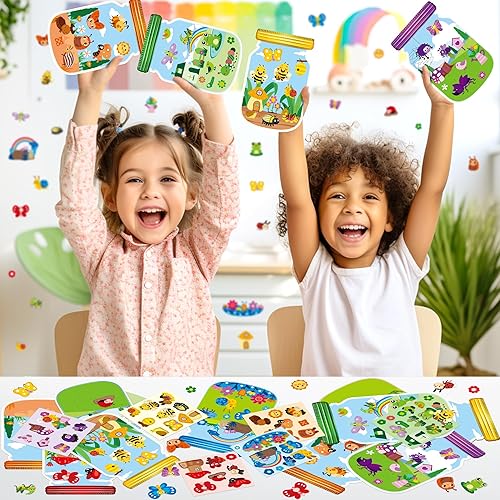 Miniatura 5 de CY2SIDE Juego de 12 calcomanías de espacio exterior para niños, haz un tarro exterior, escena con calcomanías de astronauta del espacio exterior,