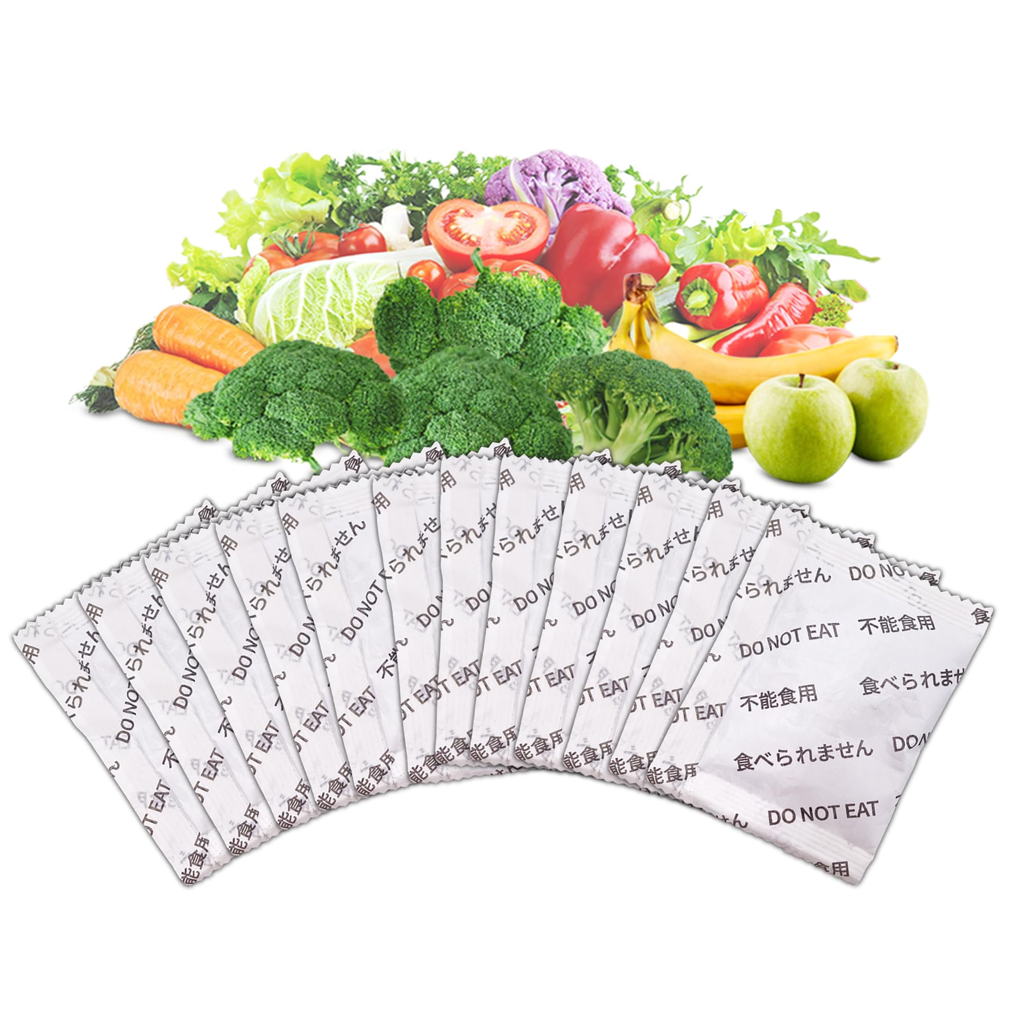 ShuRex Produce Freshness Preserver Saver - Keep Fruits and Vegetables Fresh Longer, Ethylene Gas and Odor Absorber in Refrigerator (12 Refill Sachets)