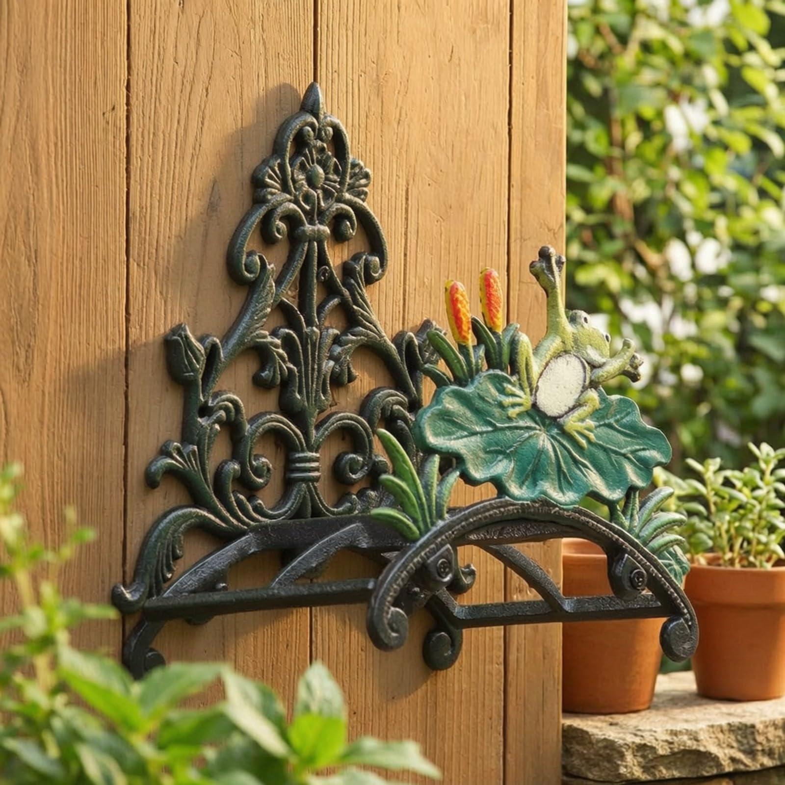 Tubo Decorativo con Rana e Fiori Robusto Tubo da in Ghisa Multiuso per Giardino