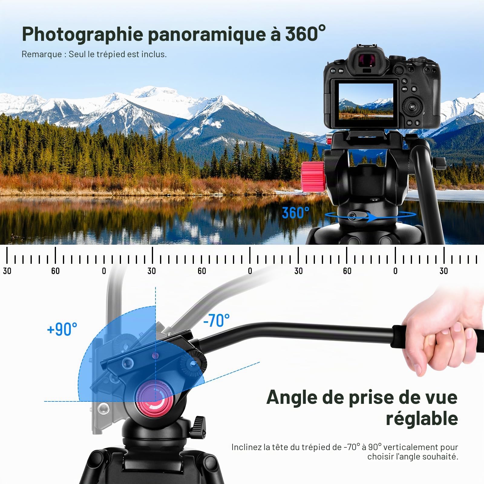 NEEWER 200cm Trépied Vidéo,Trépied en Alliage d'Aluminium Robuste avec Tête de Glissement Fluide à 360°,Plaque QR Compatible avec Canon Nikon Sony et Autres Caméscopes DSLR,Charge Jusqu'à 8kg