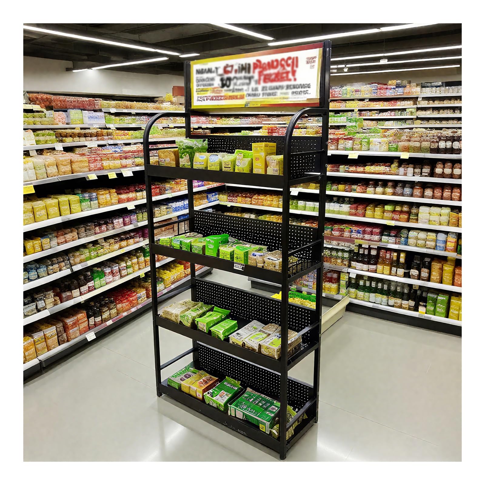 Photo 1 of BFECGDXT 4-Tier Retail Display Racks, Metal Display Shelving, Heavy-Duty Standing Shelves for Supermarkets, Garages, Stores, Warehouses, Home & Kitchen, 31.4" W x 67" H